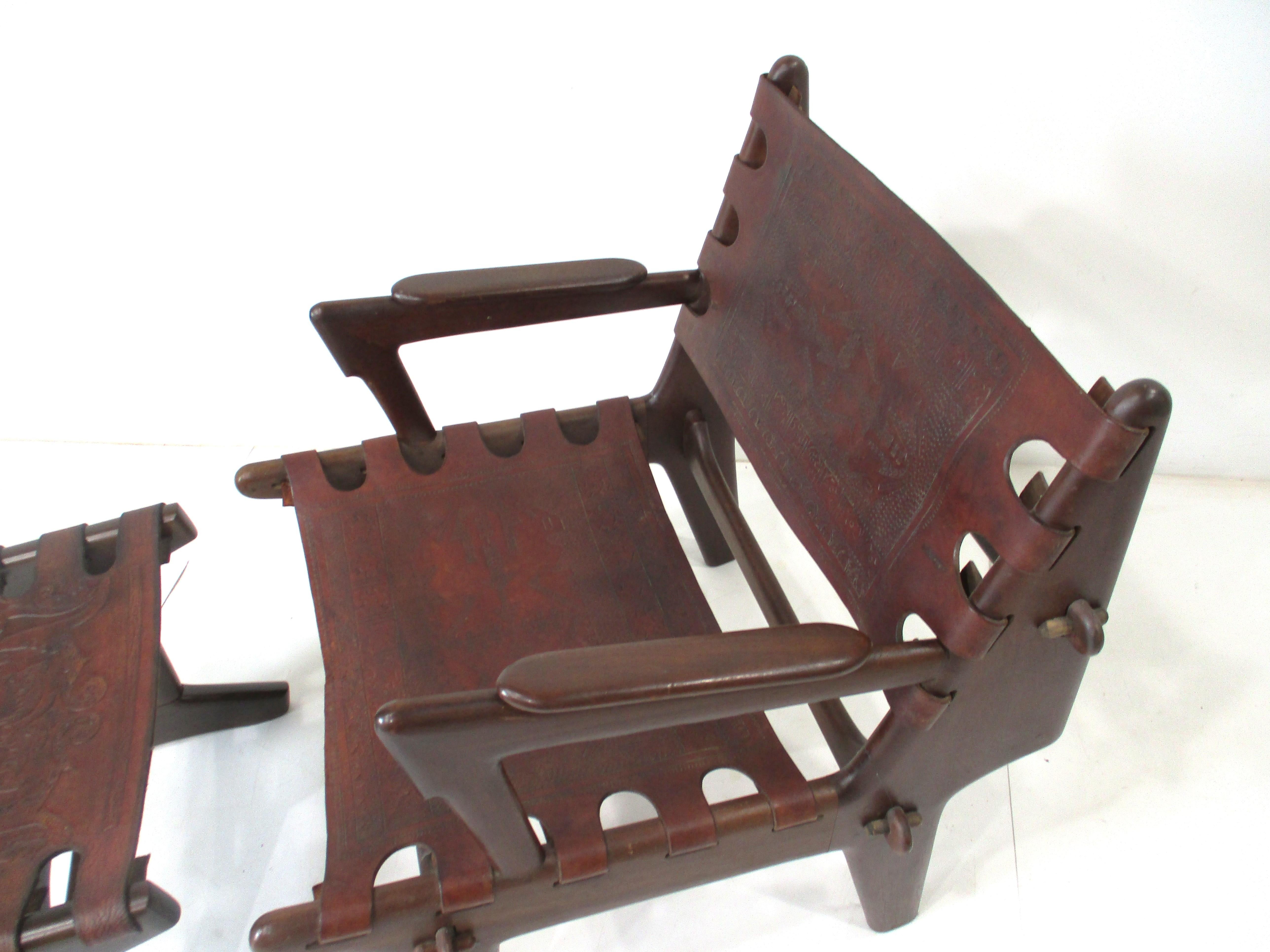 Angel Pazmino Mid Century Brazilian Rosewood / Leather Lounge Chair W/ Ottoman For Sale 4