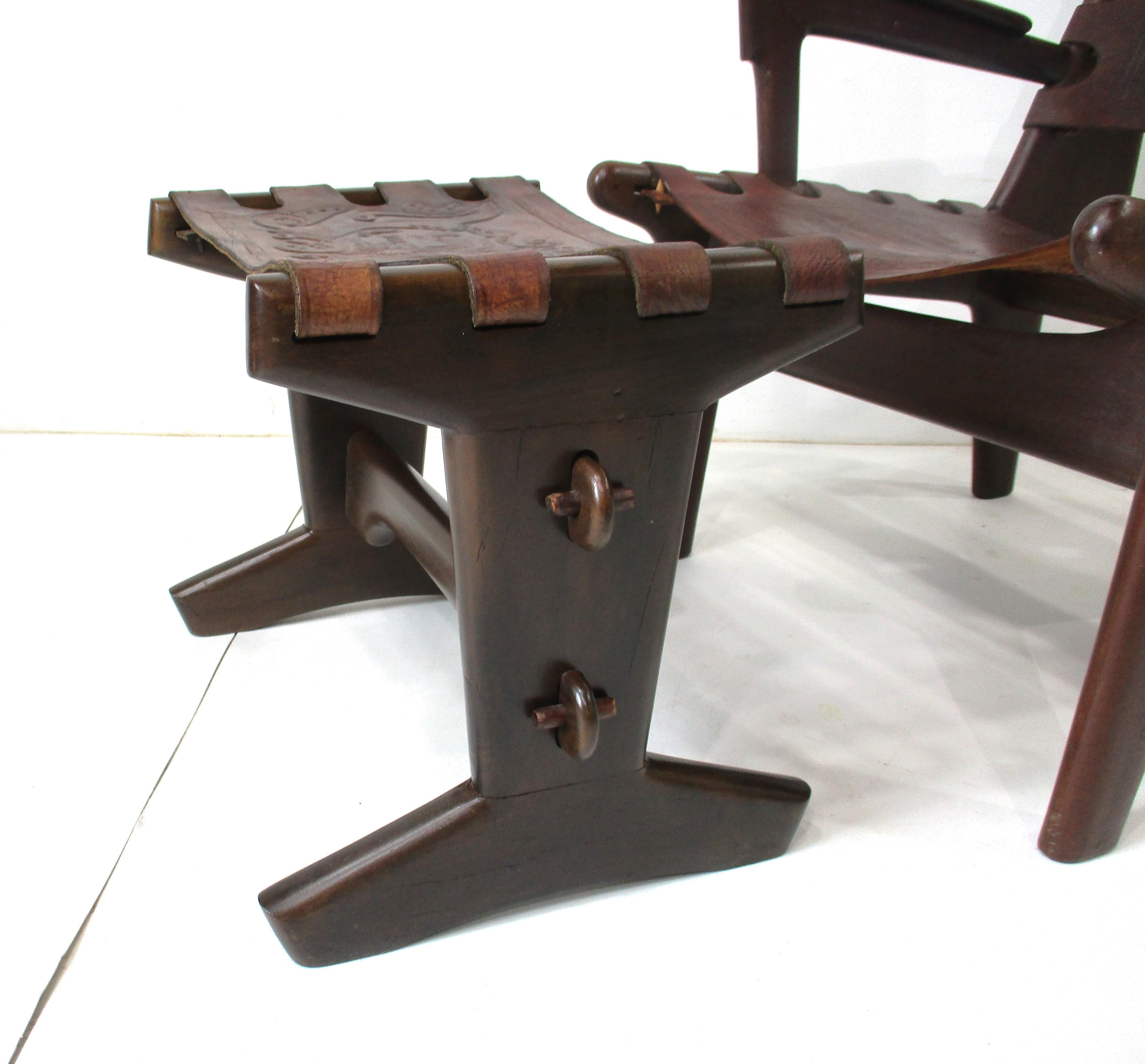 Angel Pazmino Mid Century Brazilian Rosewood / Leather Lounge Chair W/ Ottoman For Sale 5