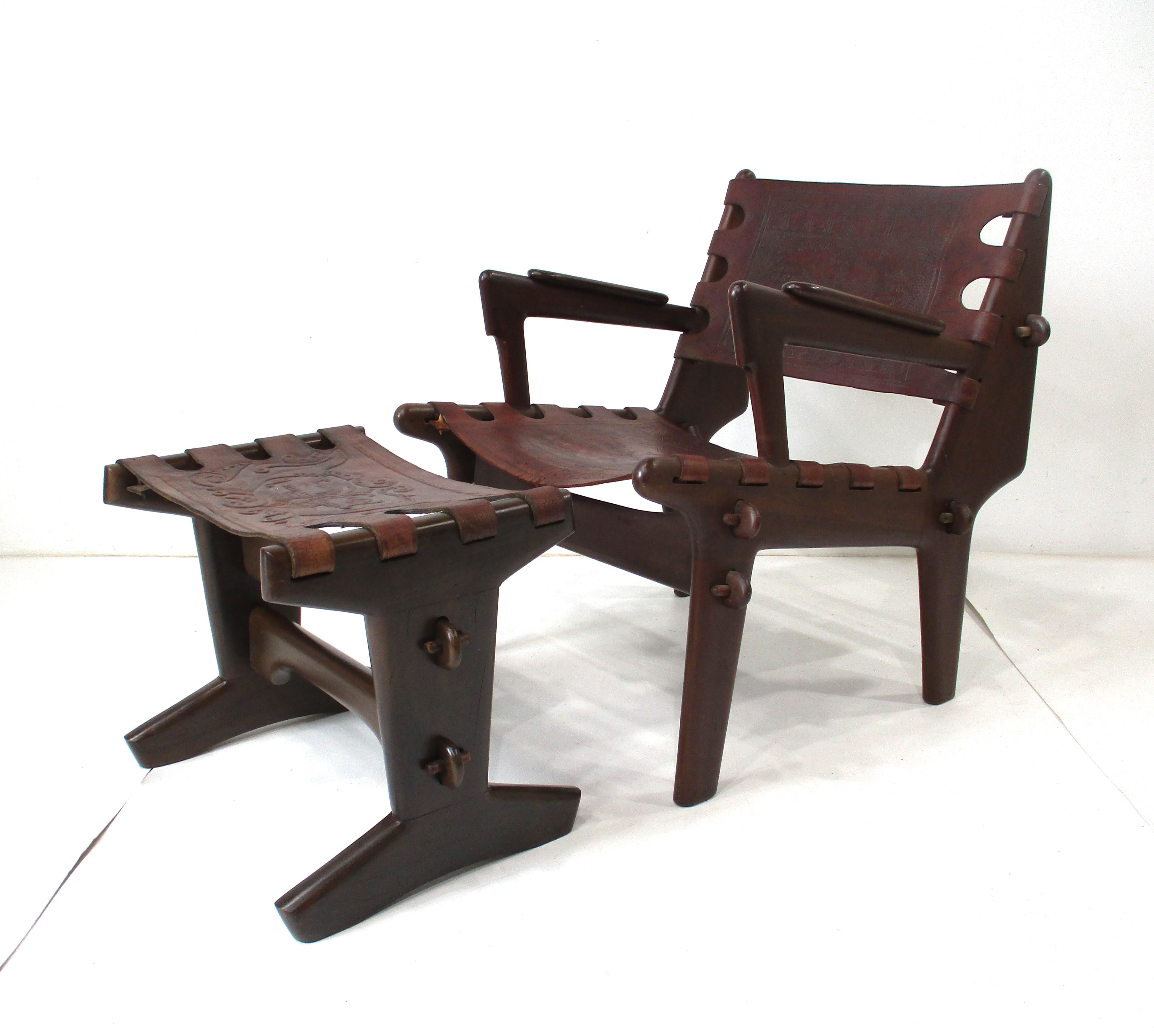Angel Pazmino Mid Century Brazilian Rosewood / Leather Lounge Chair W/ Ottoman For Sale 6