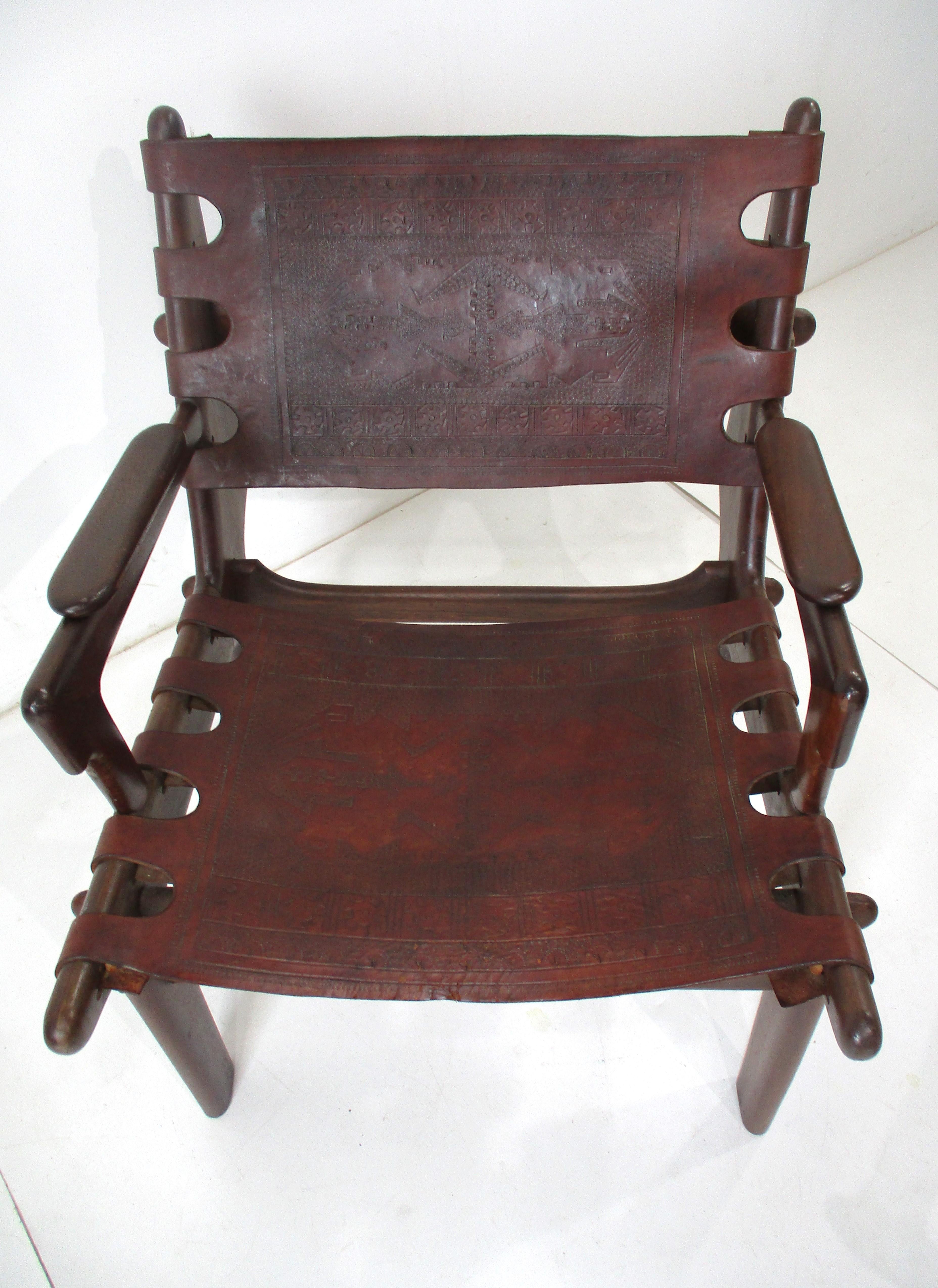 Angel Pazmino Mid Century Brazilian Rosewood / Leather Lounge Chair W/ Ottoman For Sale 1