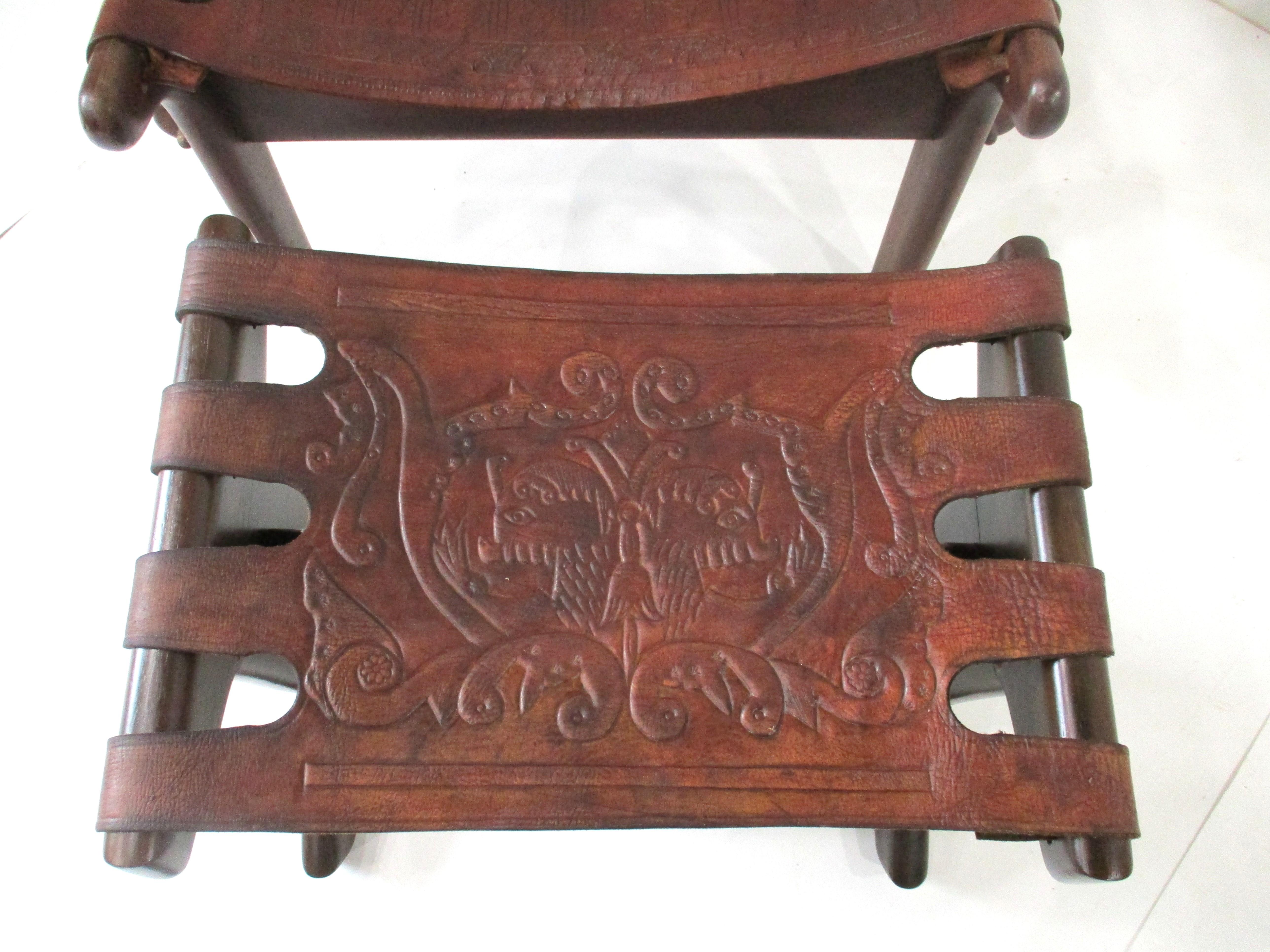 Angel Pazmino Mid Century Brazilian Rosewood / Leather Lounge Chair W/ Ottoman For Sale 2