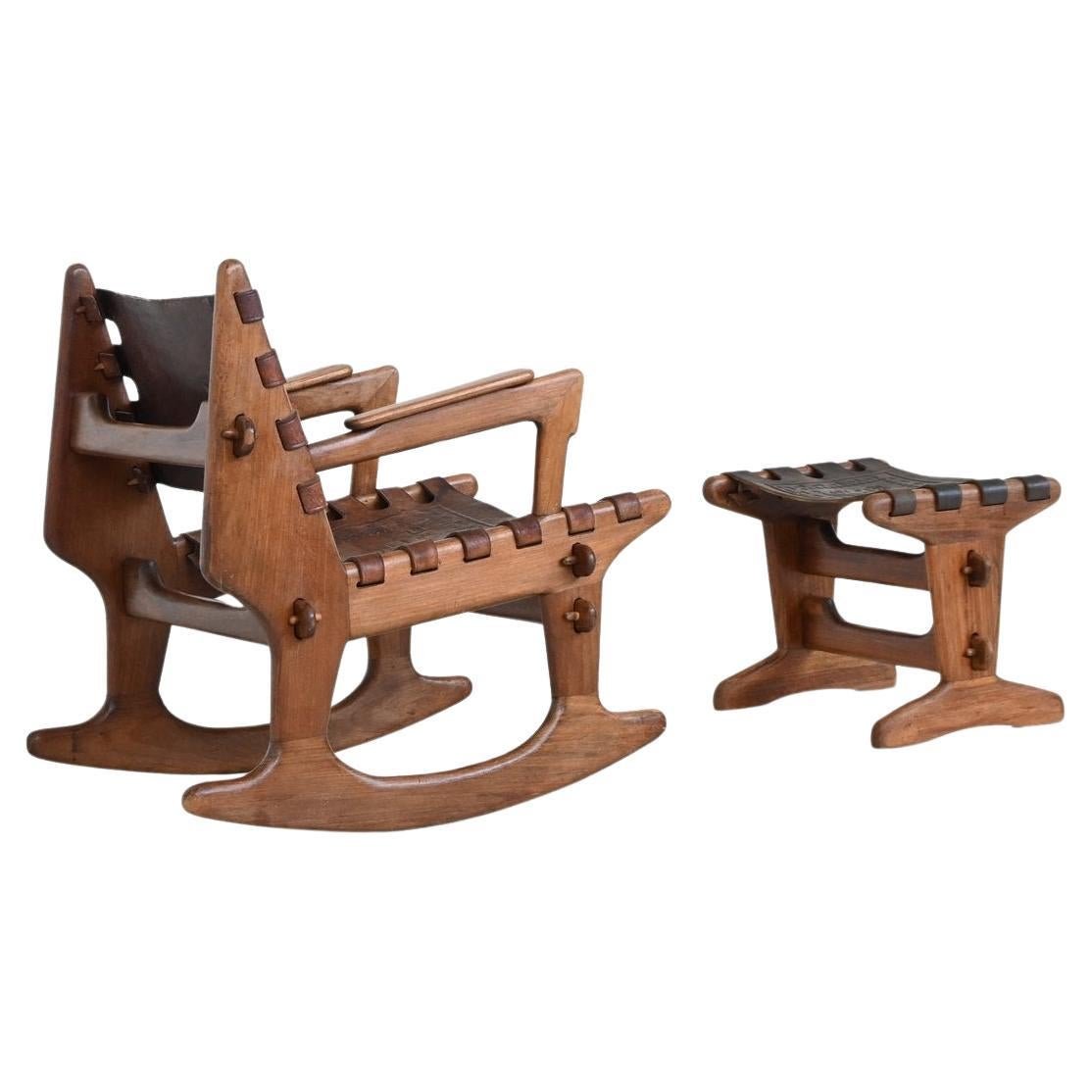 Angel Pazmino rocking chair and hocker Muebles de Estilo Ecuador 1960