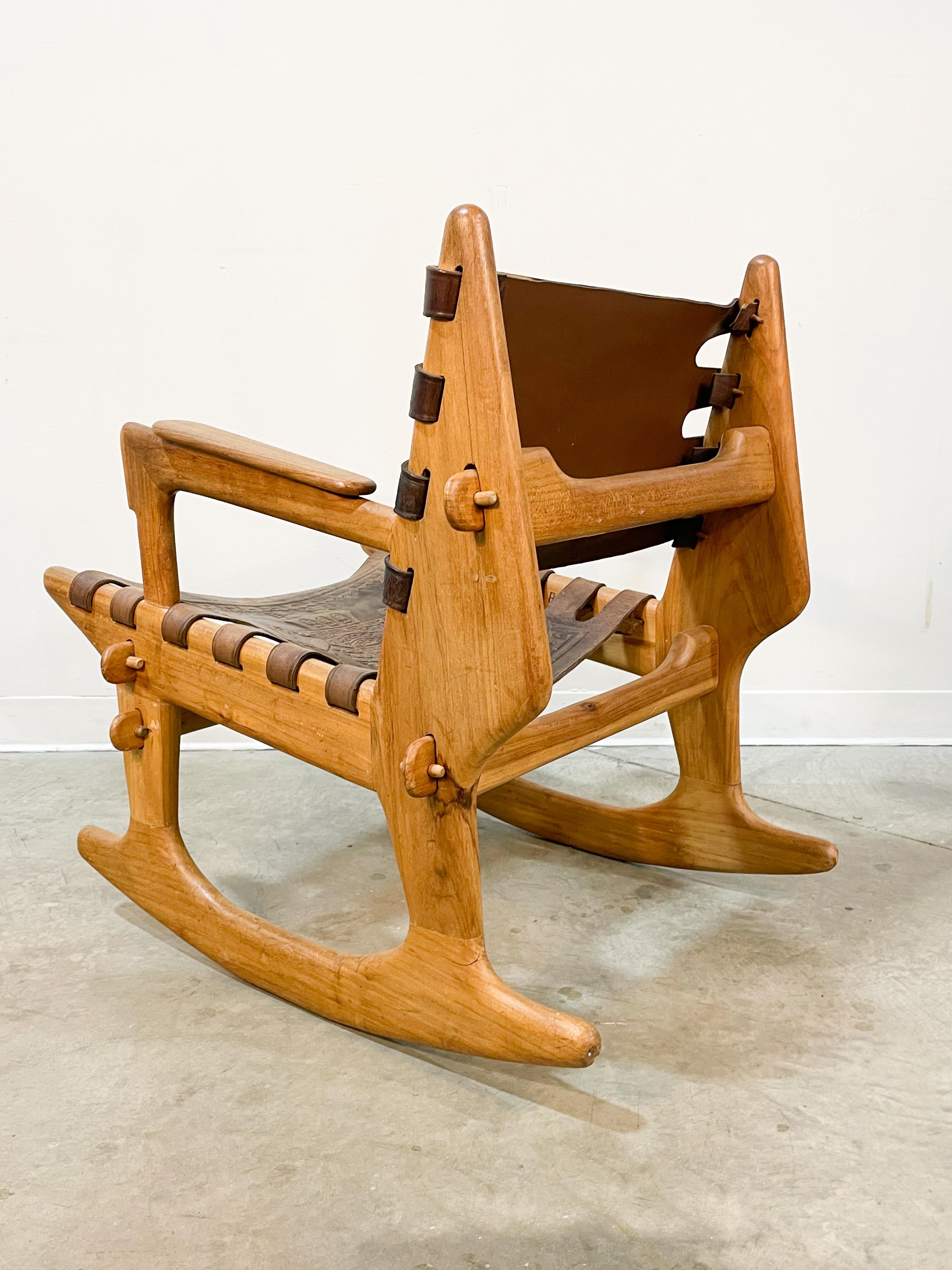 20th Century Angel Pazmino Small Sling Rocking Chair For Sale