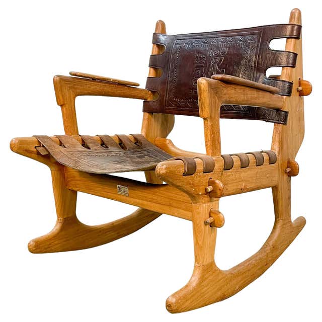 Ecuadorian Leather and Wood Rocking Chair by Muebles De Estilo / Angel ...