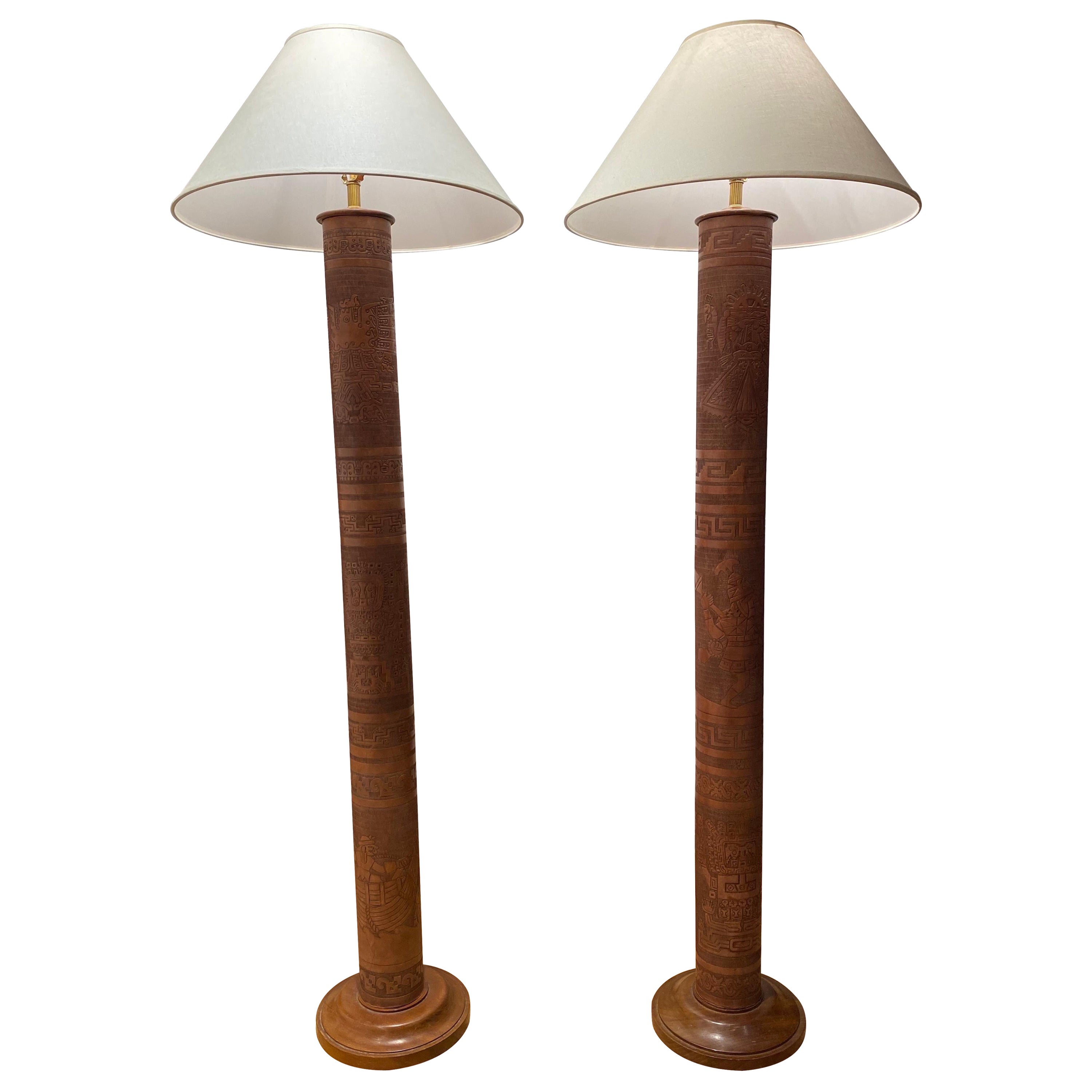 Angel Pazmino Lampadaires en cuir estampé