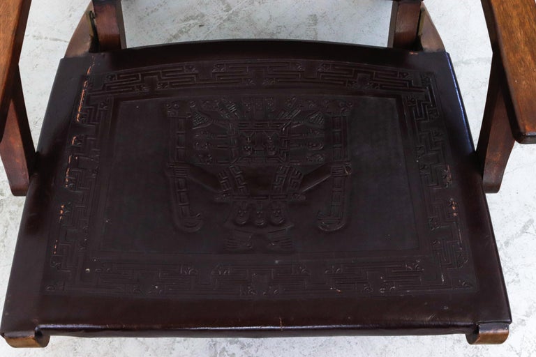 Angel Pazmino Tooled Leather Folding Arm Chair For Sale 9