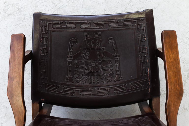 Angel Pazmino Tooled Leather Folding Arm Chair For Sale 10