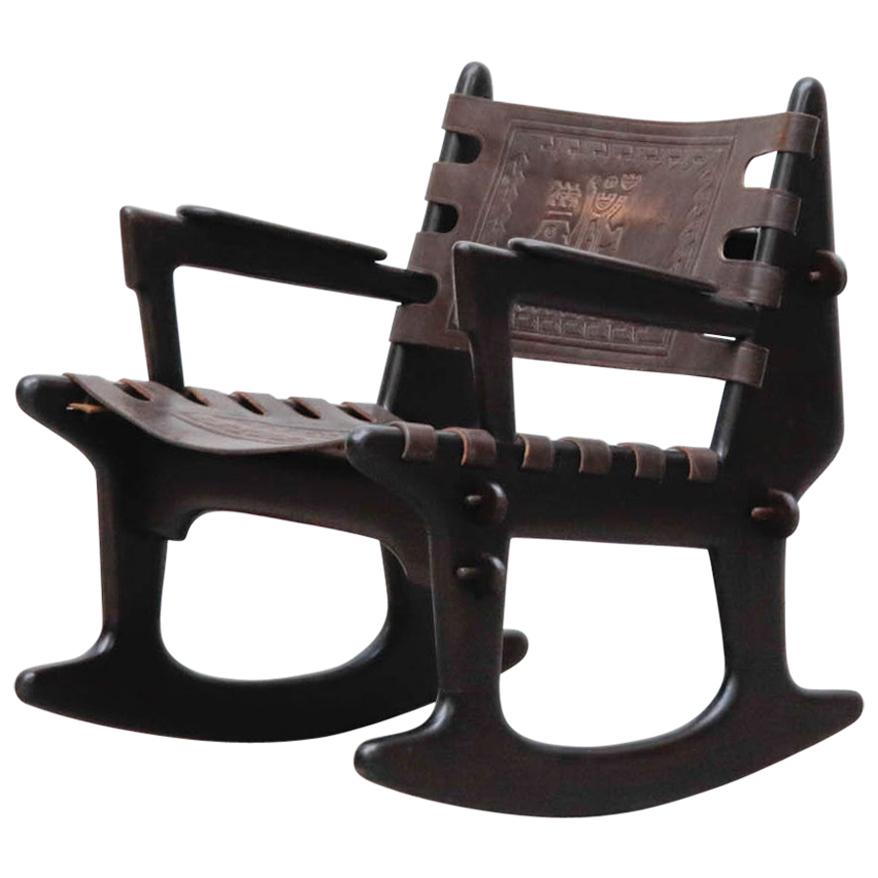 Angel Pazmino Leather Safari Rocking Chair