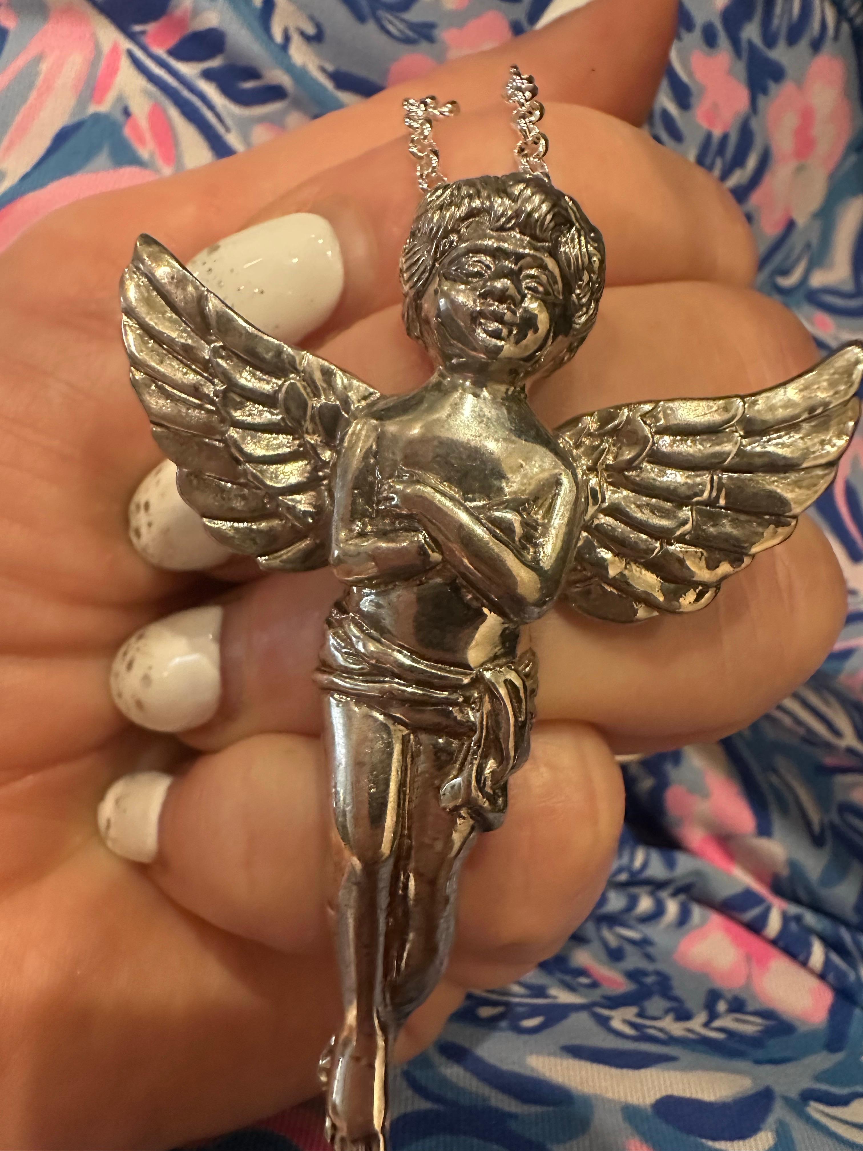 Angel pendant necklace 925 silver chain 16