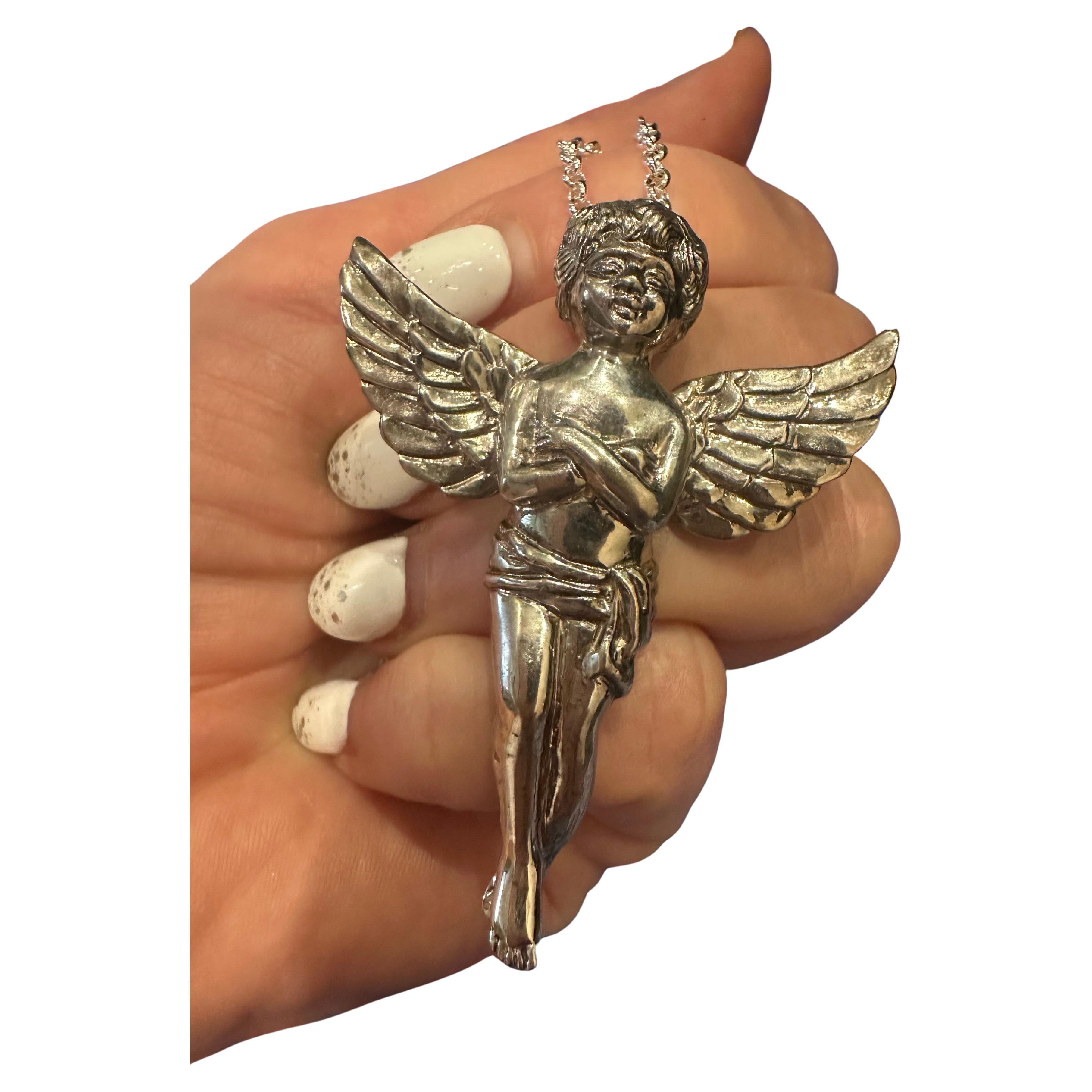 Angel pendant necklace 925 silver chain 16"