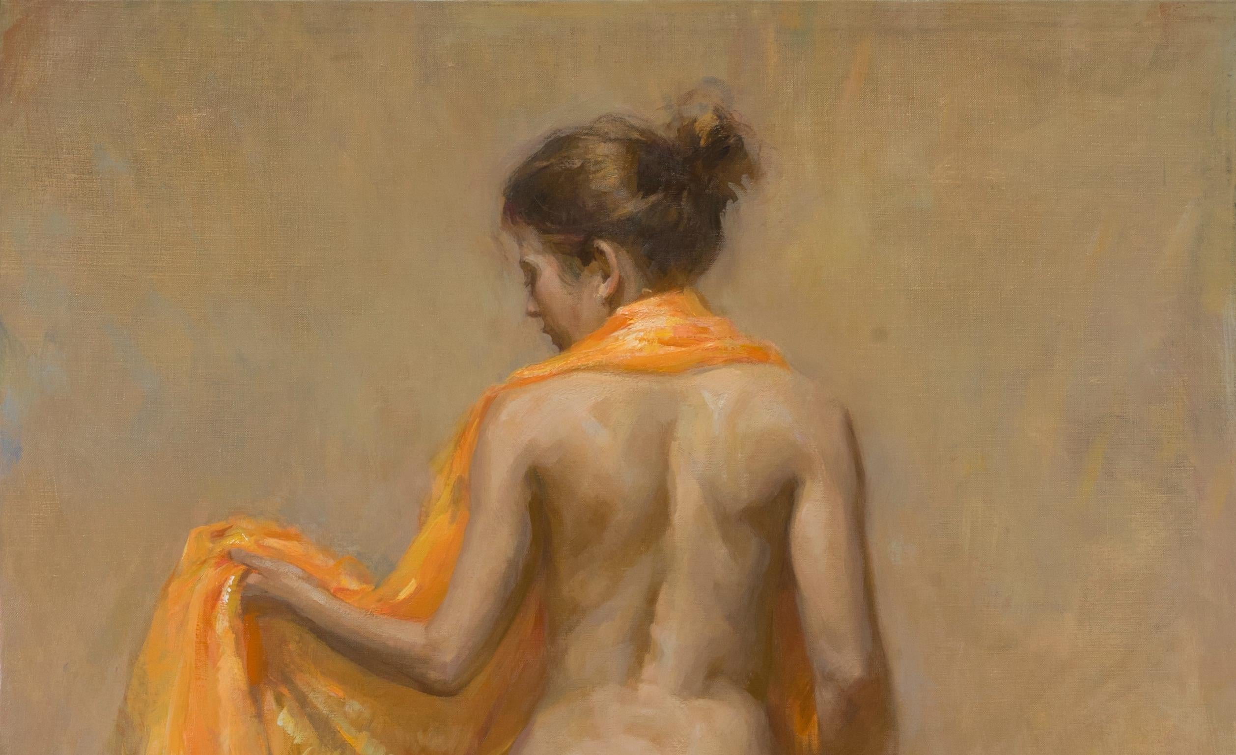 Naranja Mujer Arte Figurativo Impresionista  Academia de Florencia  Figurativo  Aceite - Painting Realista de Angel Ramiro Sanchez