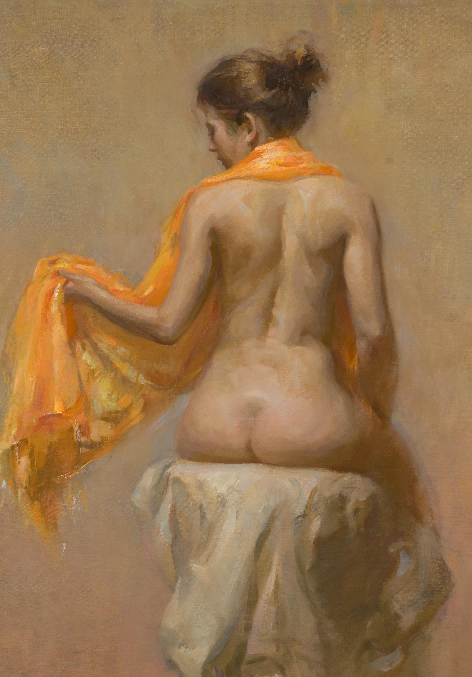 Naranja Mujer Arte Figurativo Impresionista  Academia de Florencia  Figurativo  Aceite en venta 1