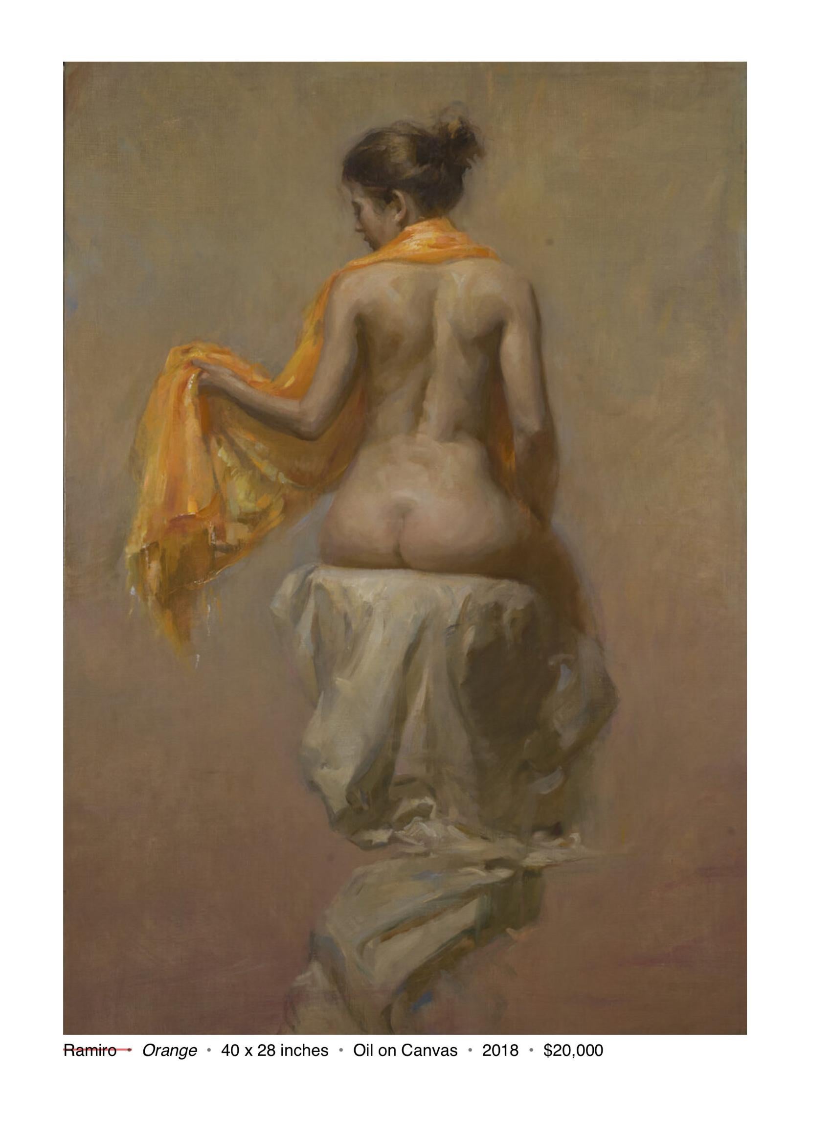 Naranja Mujer Arte Figurativo Impresionista  Academia de Florencia  Figurativo  Aceite en venta 3