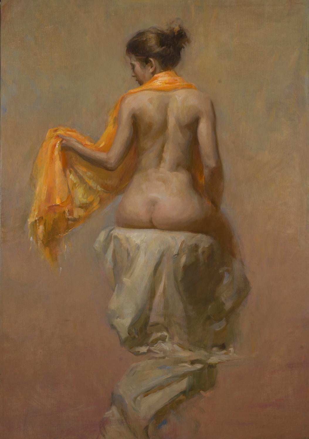 Angel Ramiro Sanchez Figurative Painting - Orange