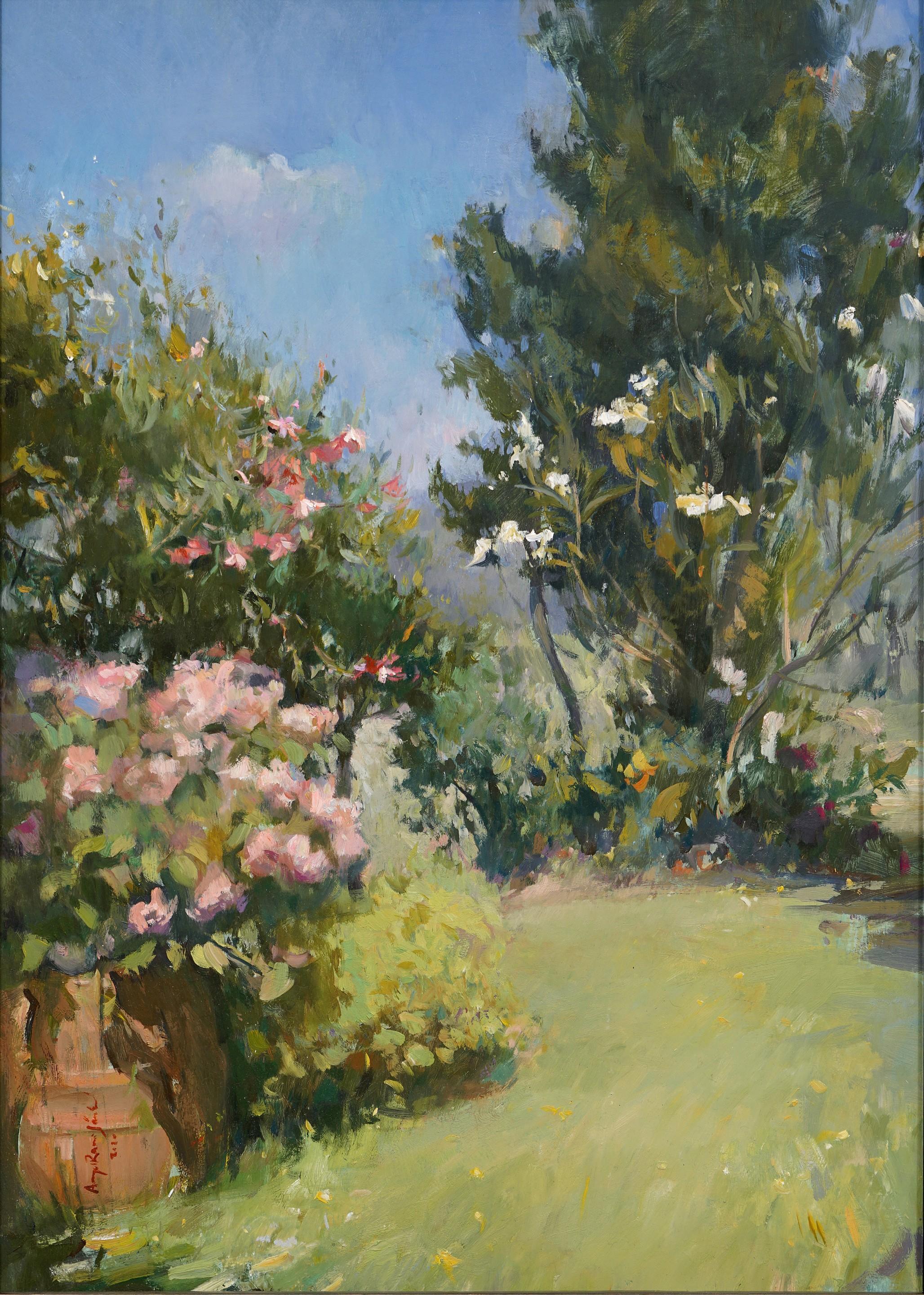 Das Chianti-Bauernhaus  Italienische Landschaft Ölgemälde Klassischer Realismus Italien – Painting von Angel Ramiro Sanchez