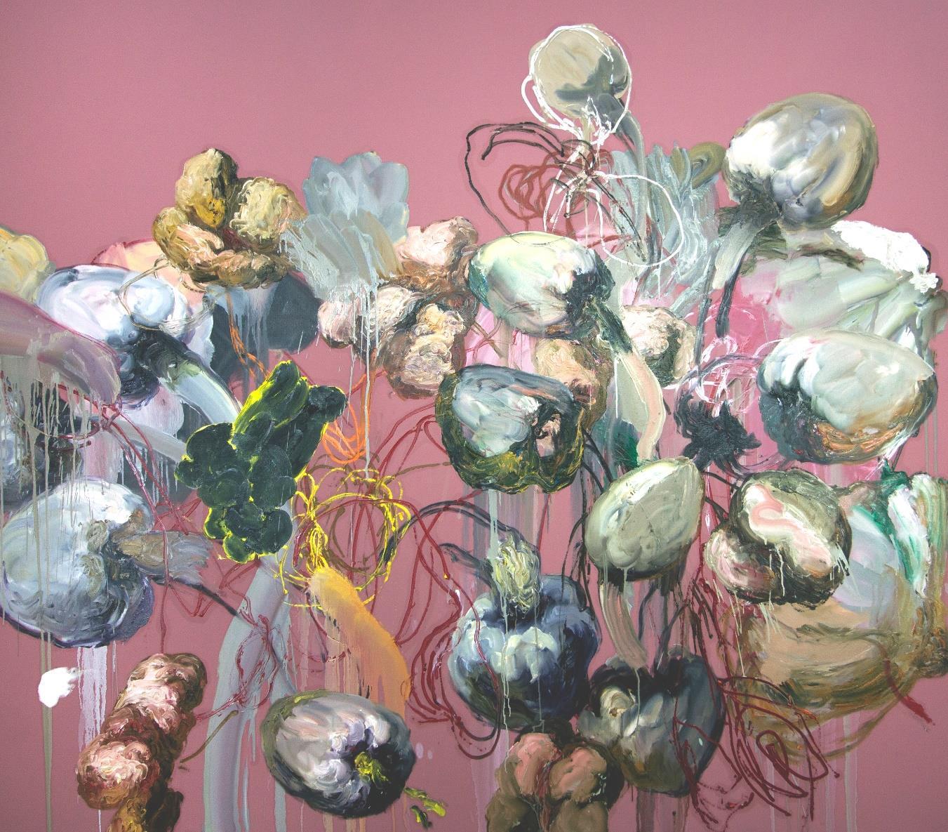 Ángel Ricardo Ricardo Ríos Abstract Painting – Edible Tulips of the Prado/Los Tulipanes Kommoden del Prado