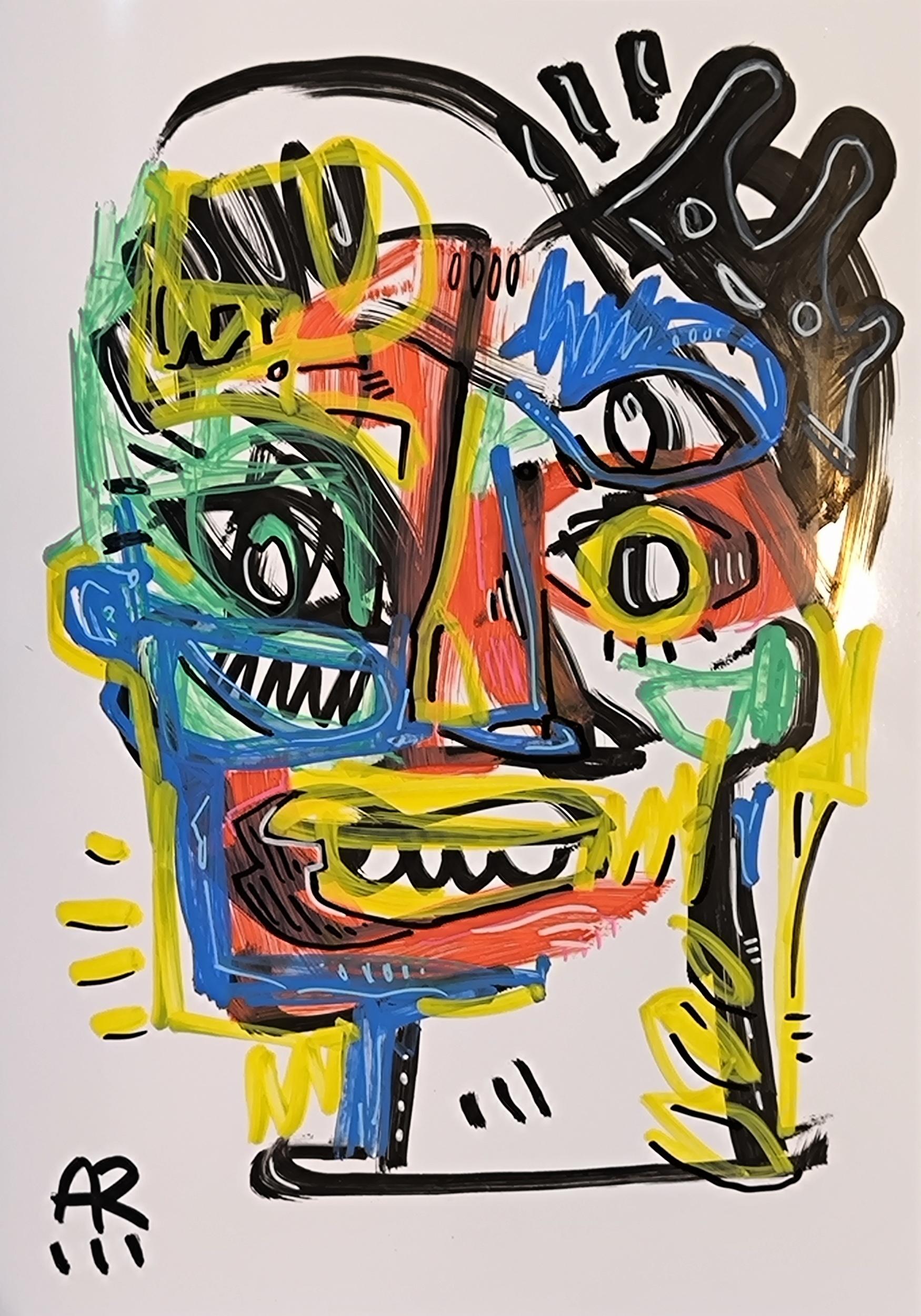 2 VERRÜCKTES GESICHT (Neue Wilde), Painting, von Angel Rivas