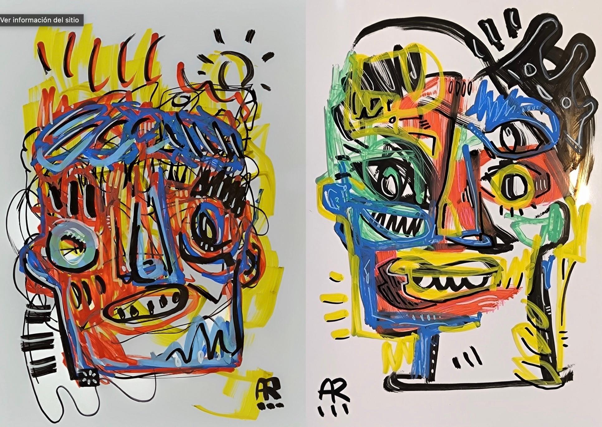 Angel Rivas Animal Painting – 2 VERRÜCKTES GESICHT