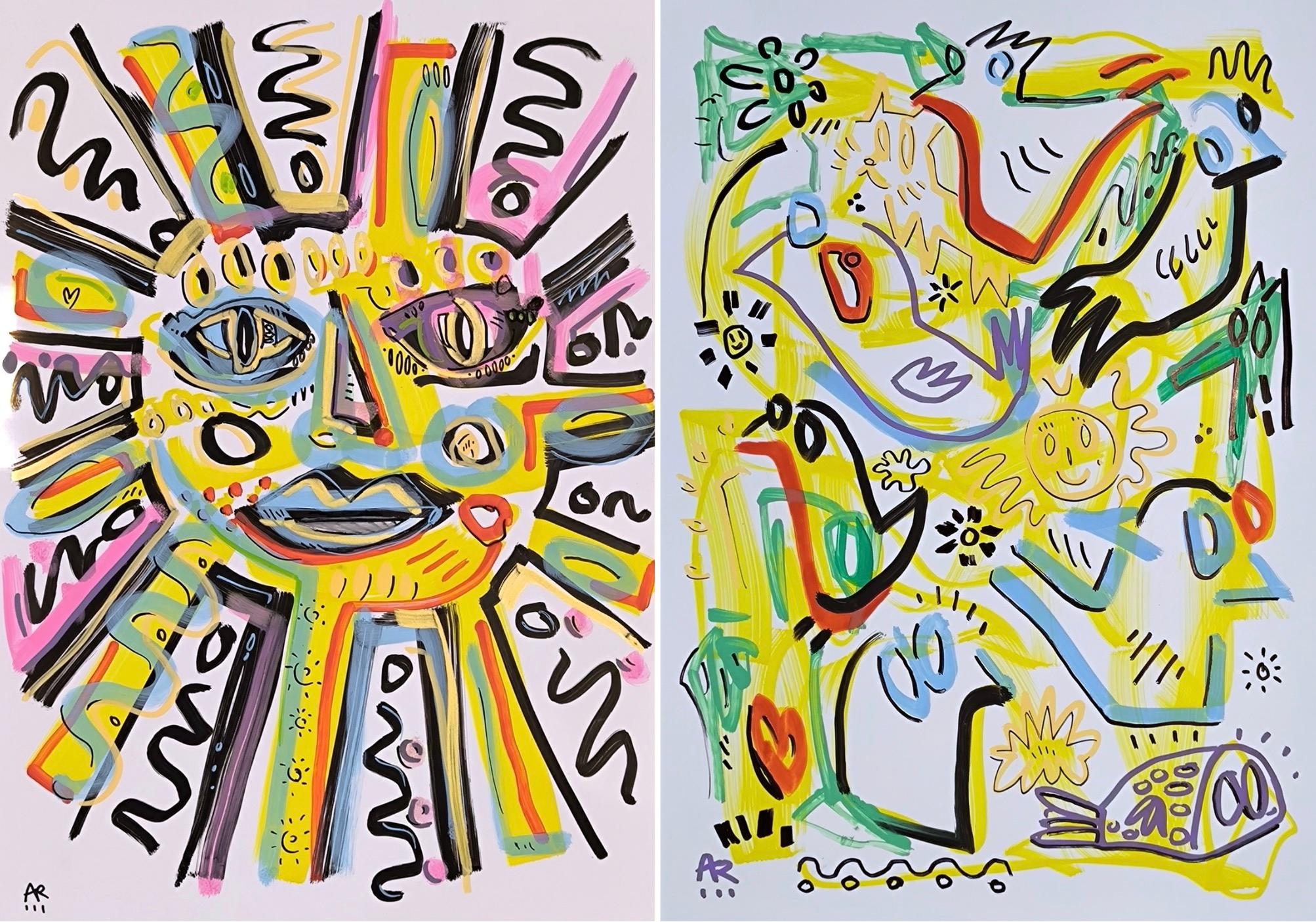 2 Zeichnungen, SUN & BIRDS