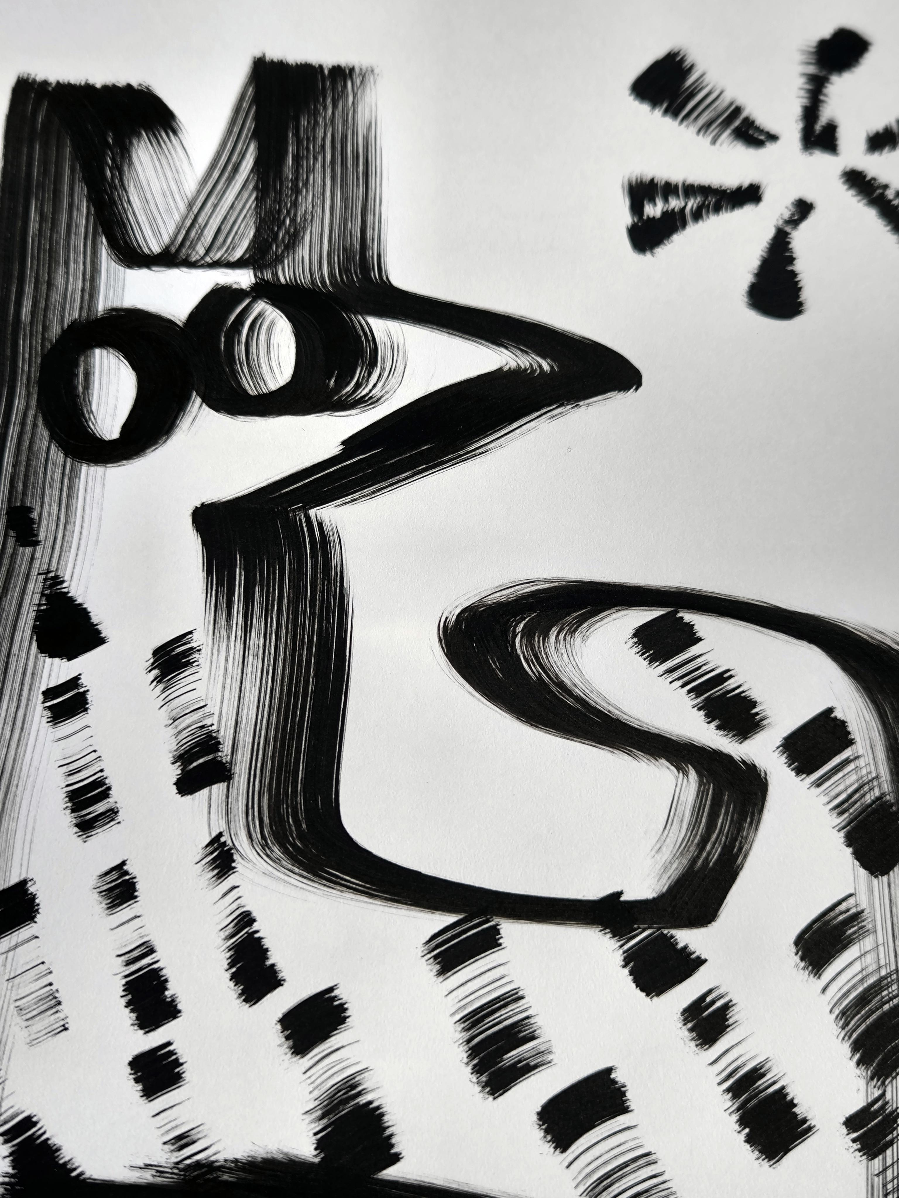 4 Zeichnungen, s/w im Angebot 5