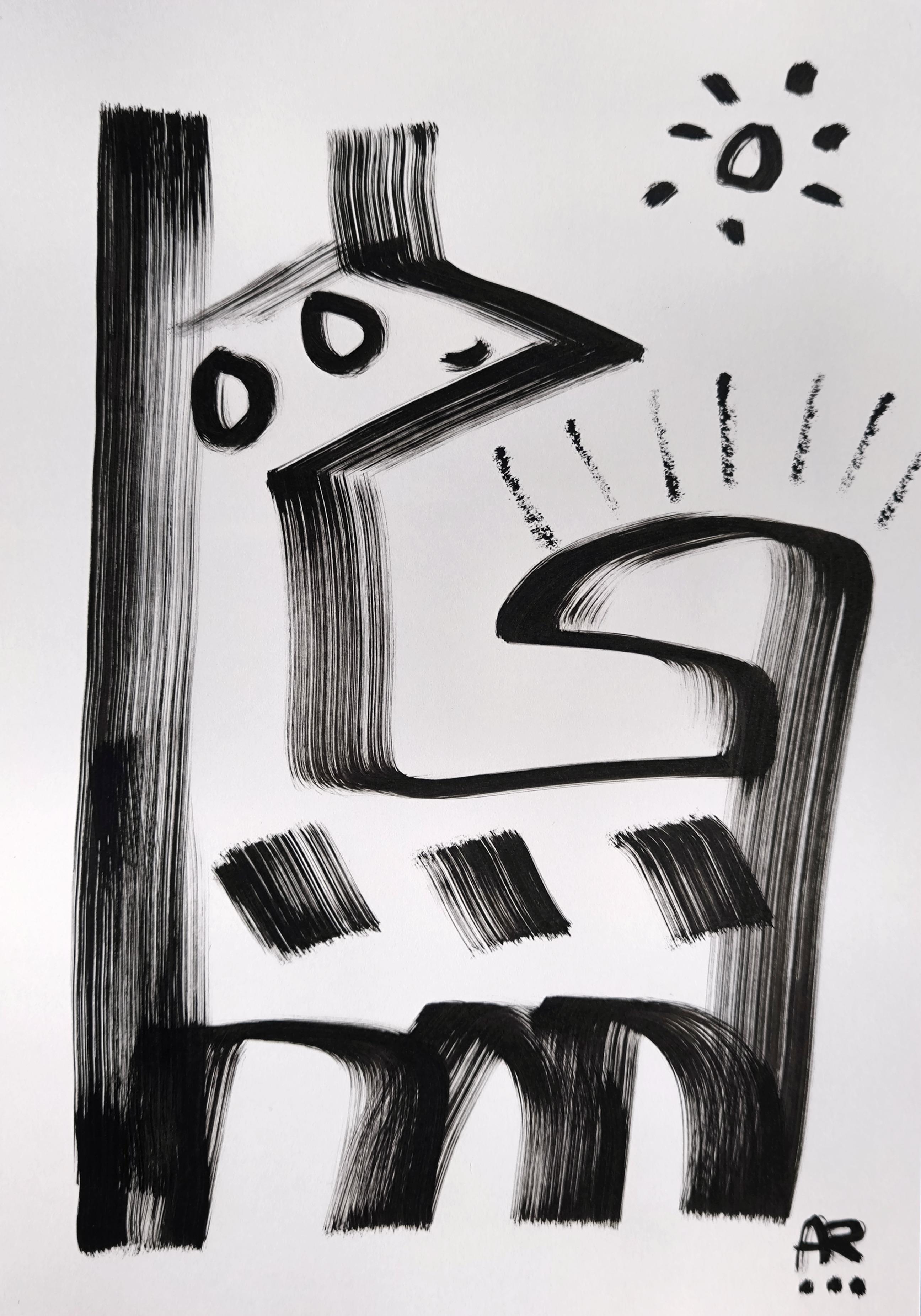 4 Zeichnungen, s/w im Angebot 6