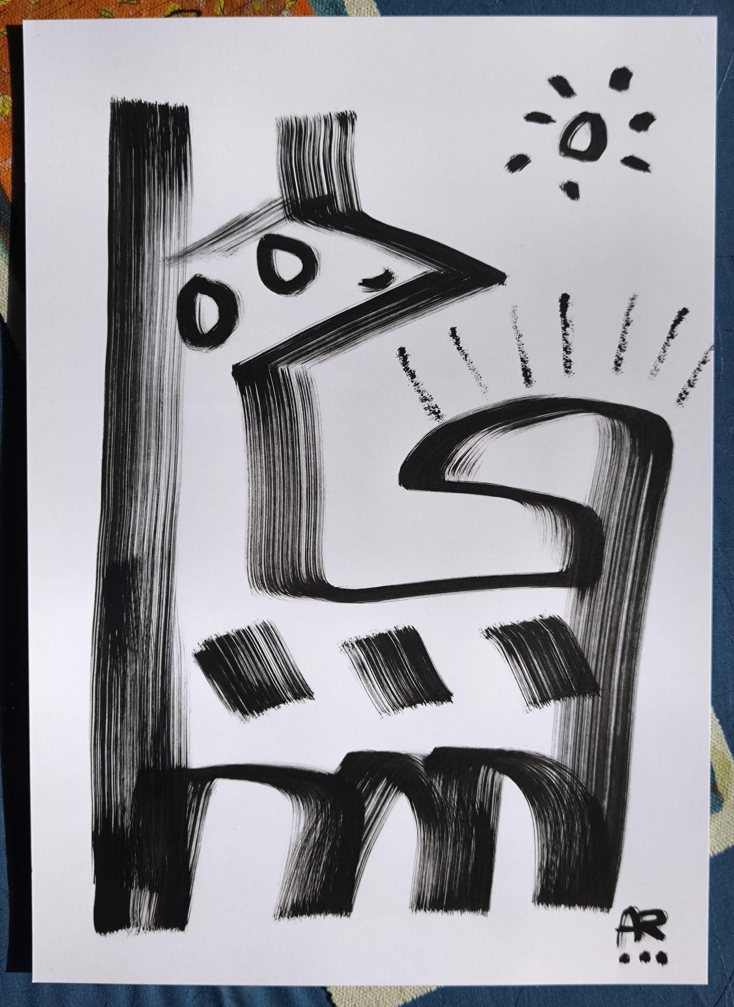 4 Zeichnungen, s/w im Angebot 7