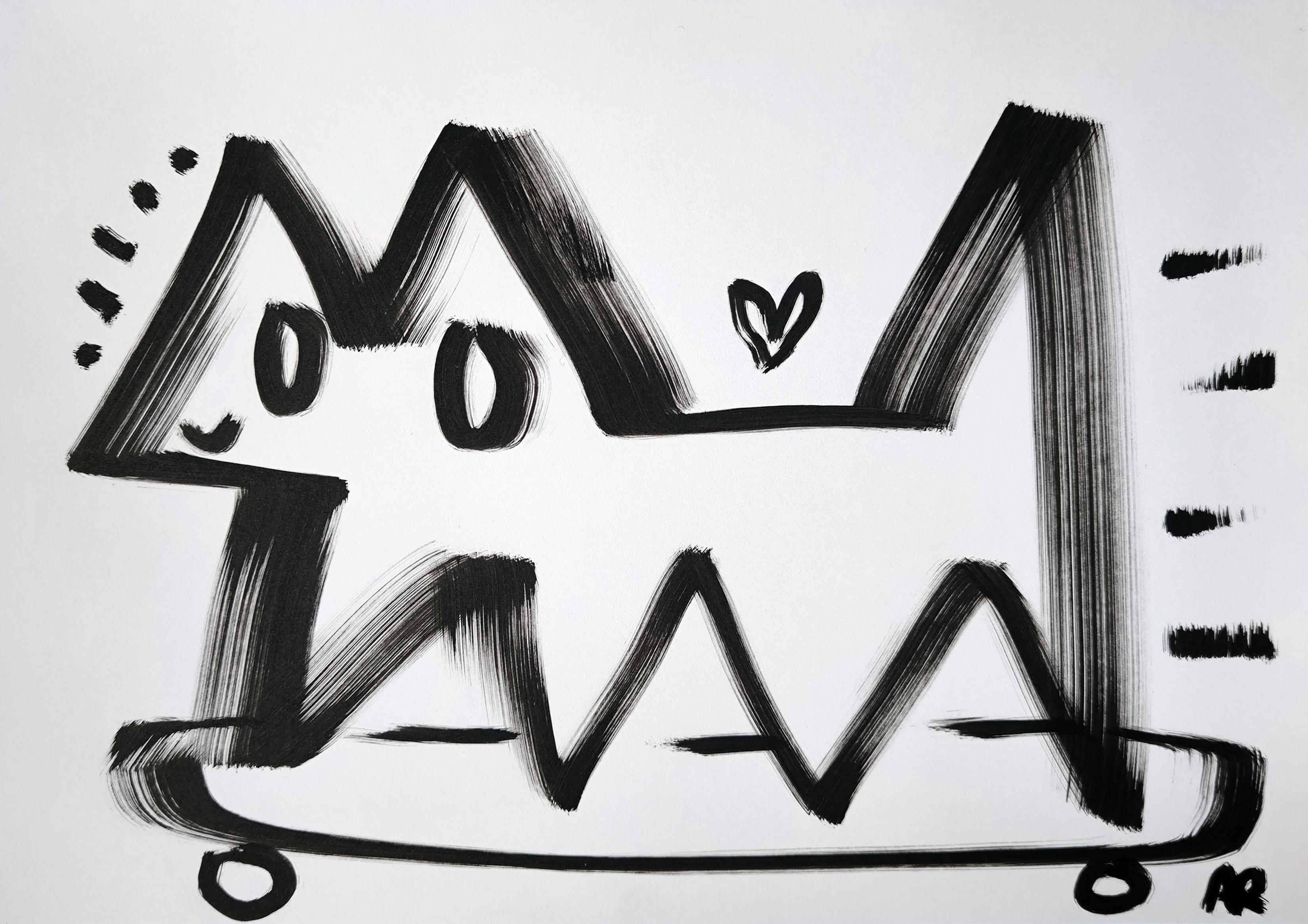 4 Zeichnungen, s/w (Grau), Figurative Painting, von Angel Rivas