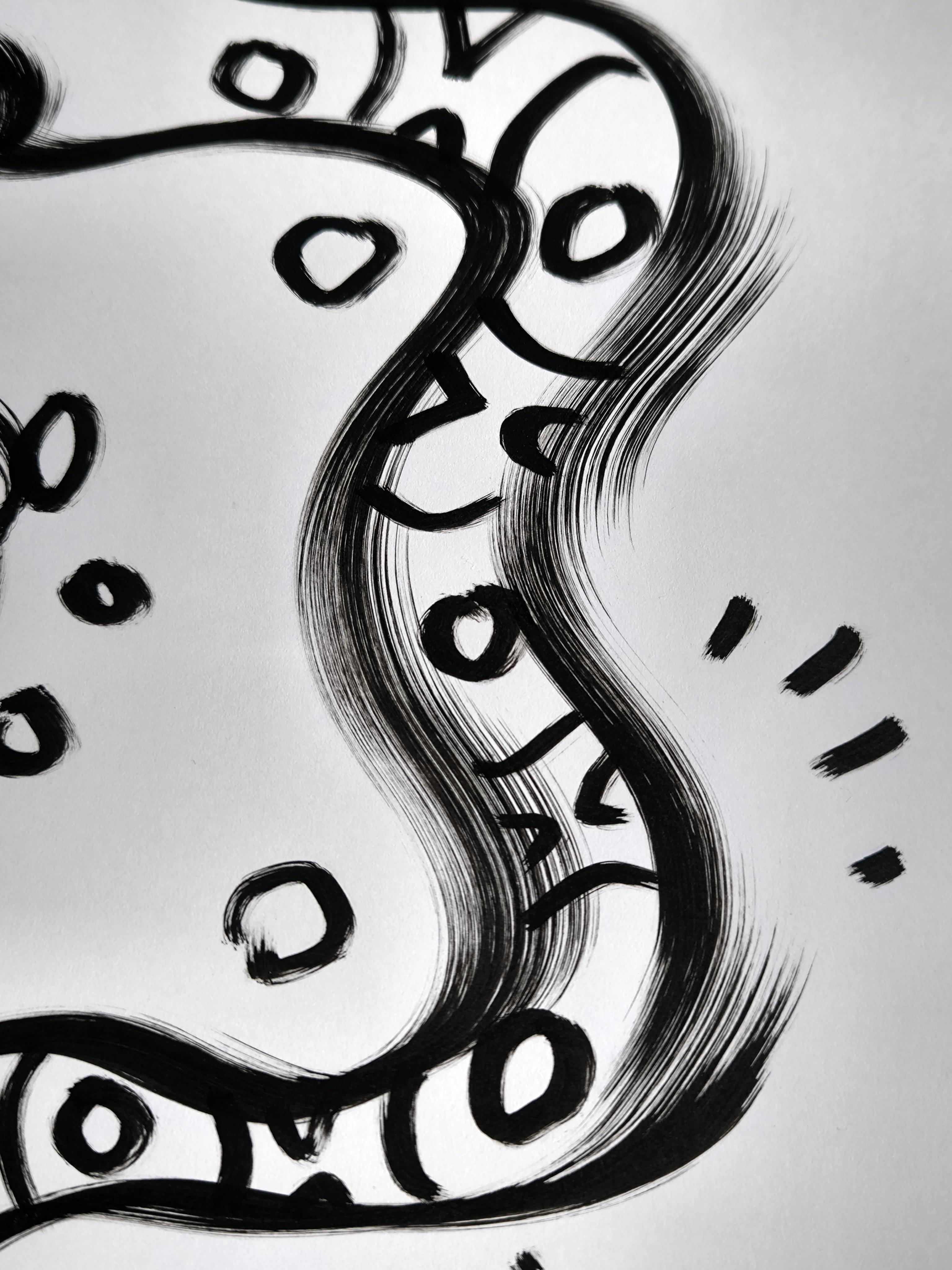 4 Zeichnungen, s/w (Grau), Animal Painting, von Angel Rivas