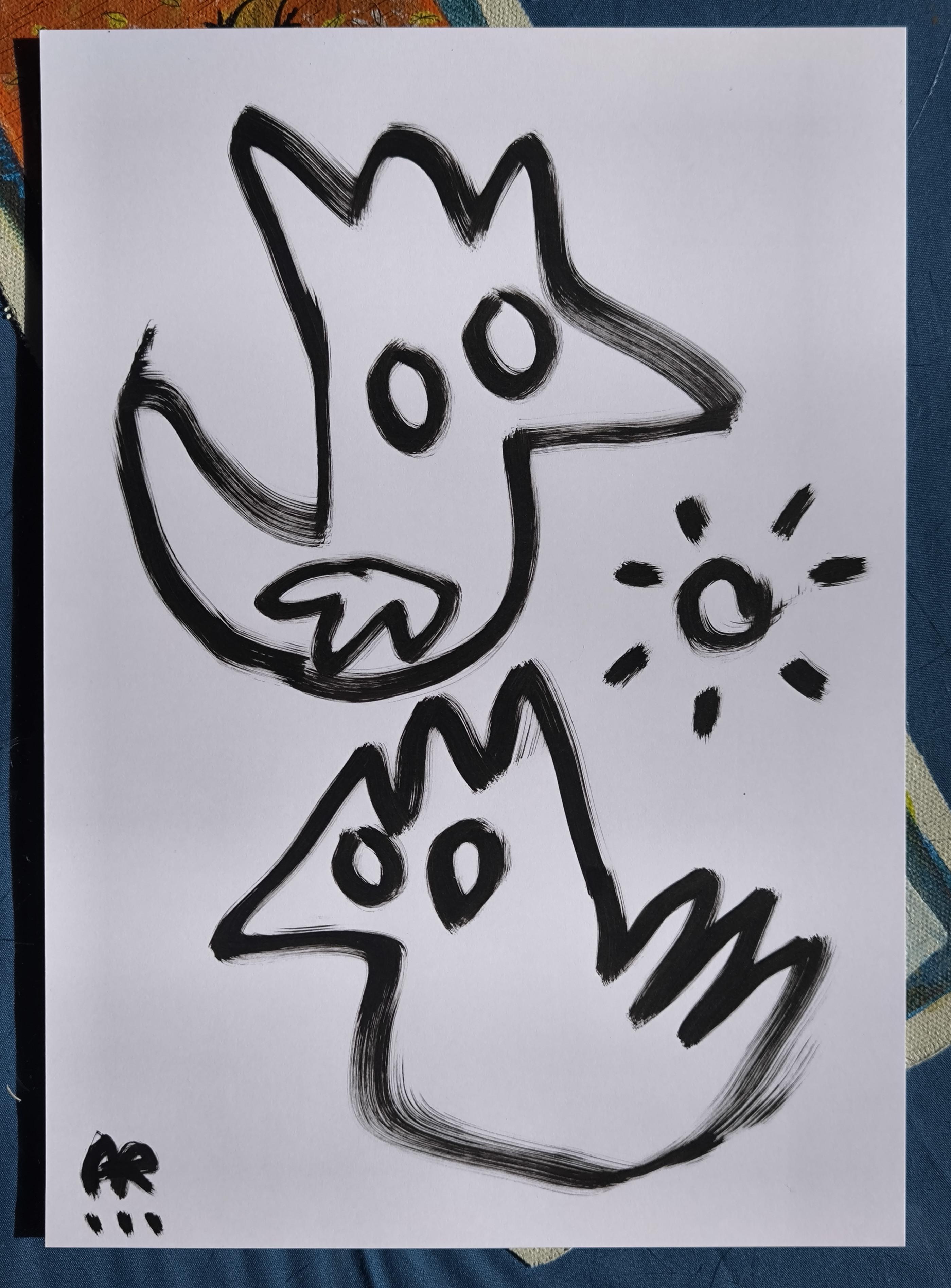 4 Zeichnungen, s/w im Angebot 1