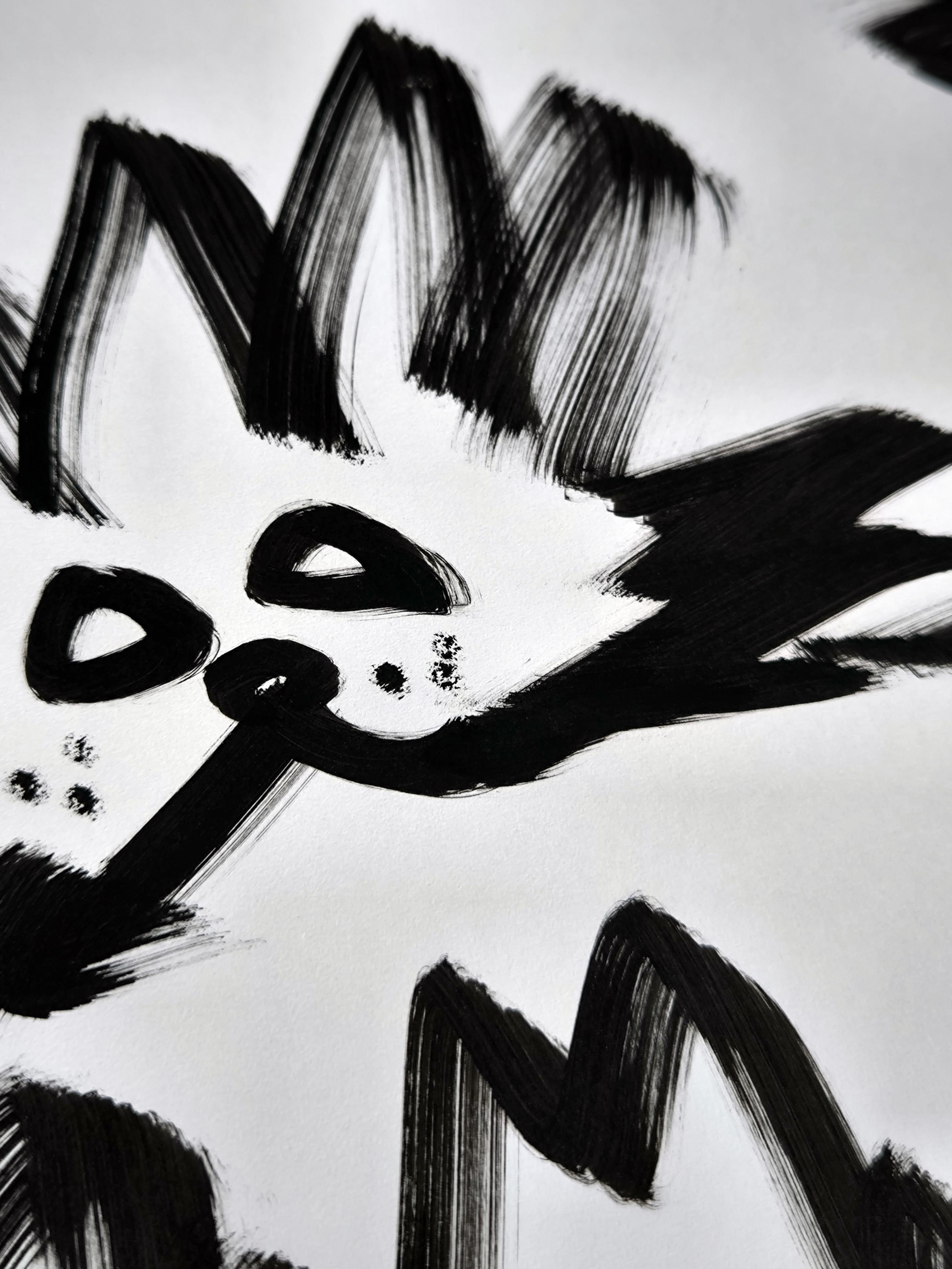 4 Zeichnungen, s/w im Angebot 2