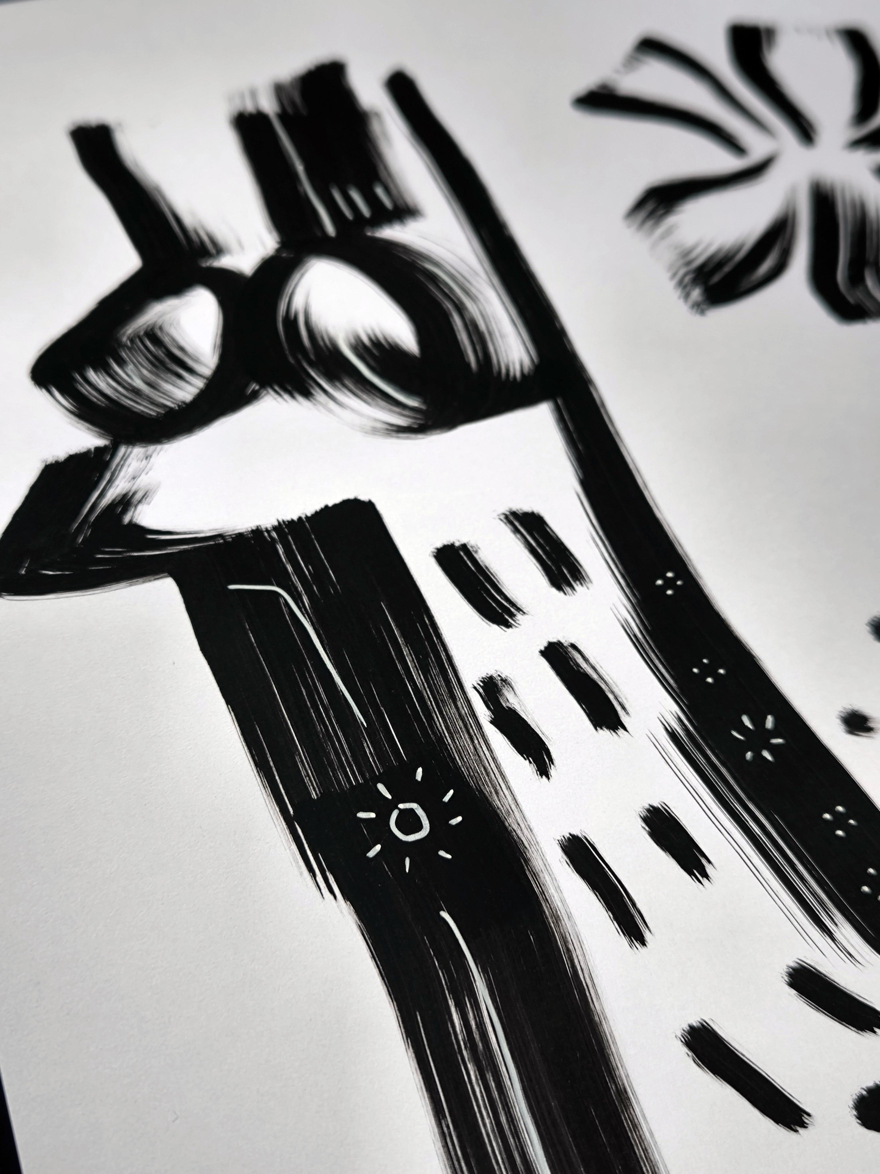 4 Zeichnungen, s/w im Angebot 2