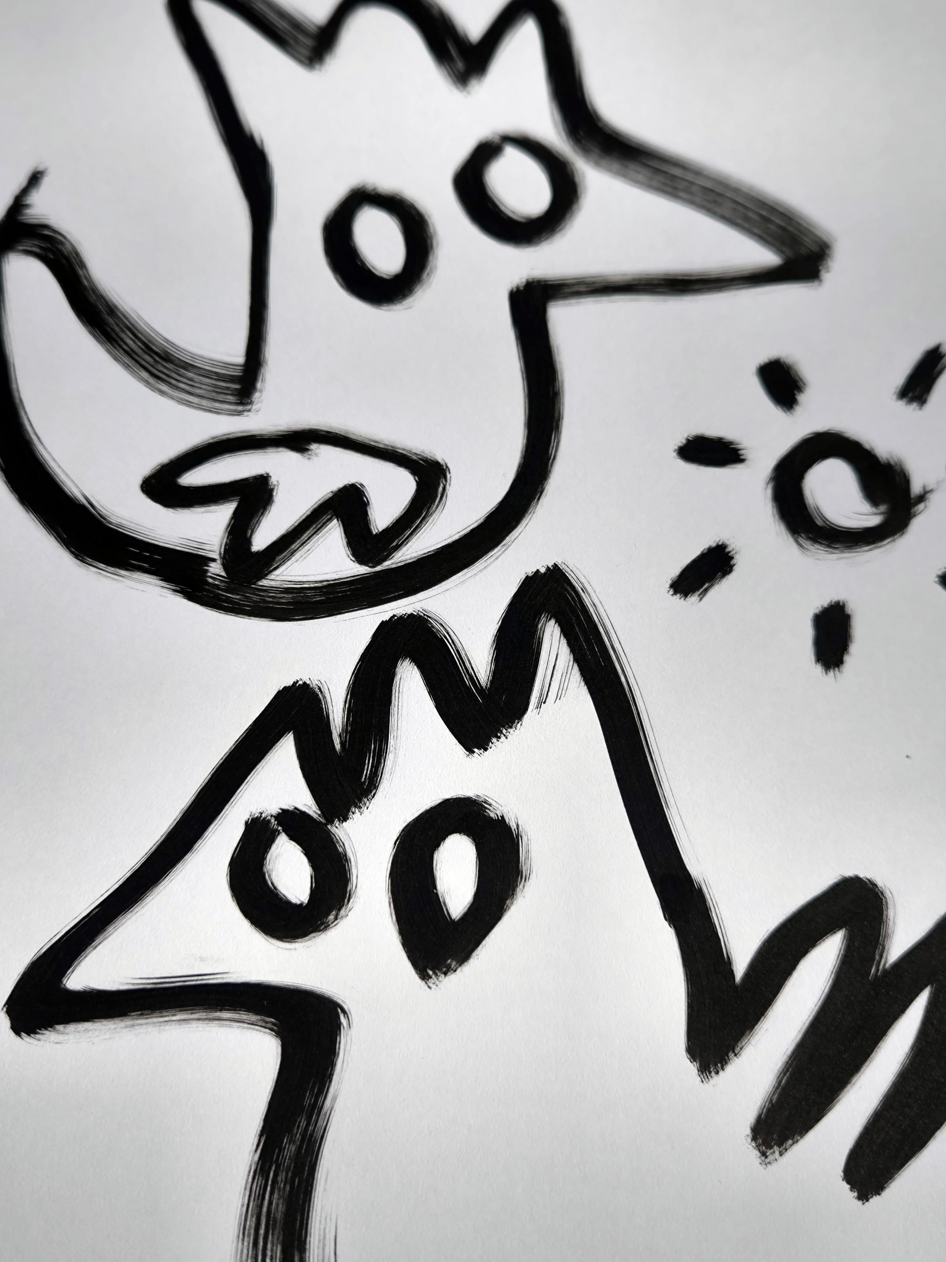 4 Zeichnungen, s/w im Angebot 2