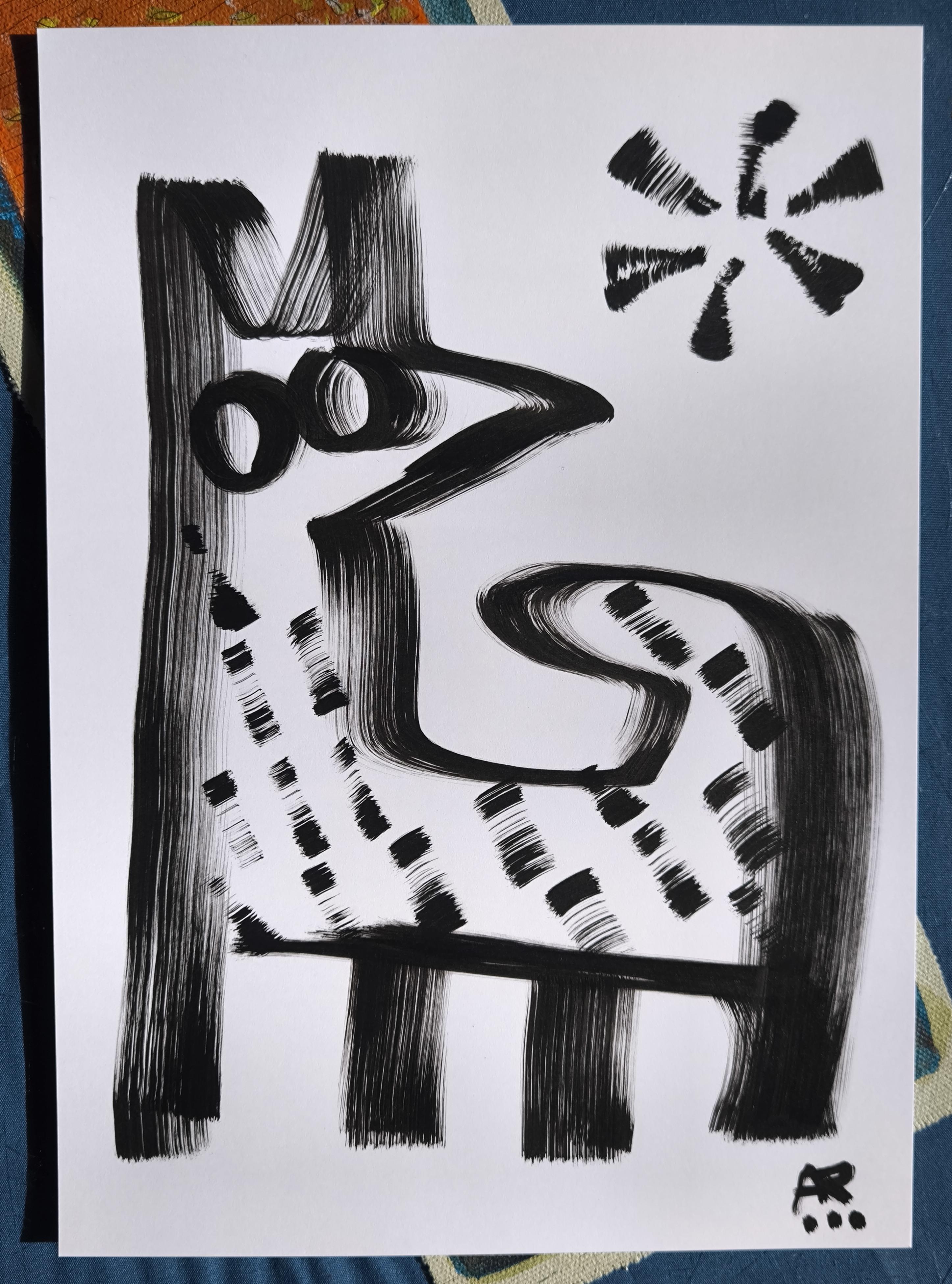 4 Zeichnungen, s/w im Angebot 3