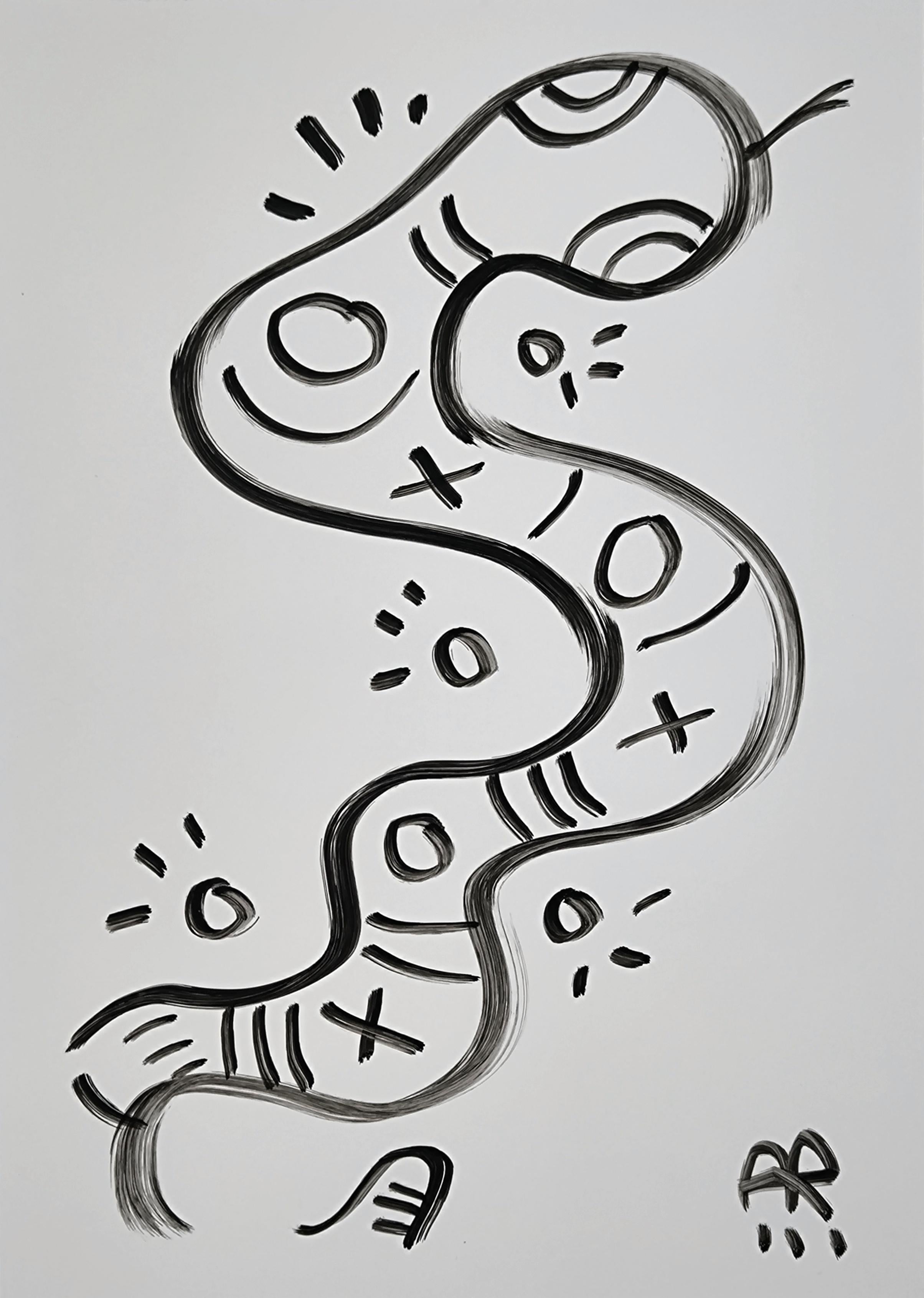 5 Dessins, N&B - Gris Animal Painting par Angel Rivas