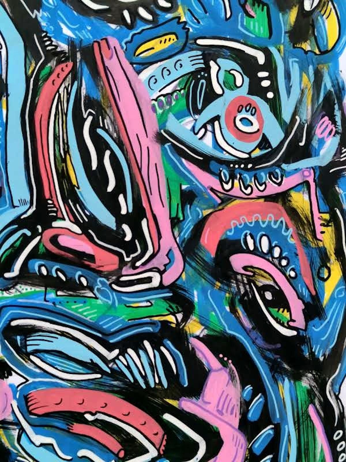 ABSTRACT FACE - Neo-Expressionist Painting by Angel Rivas