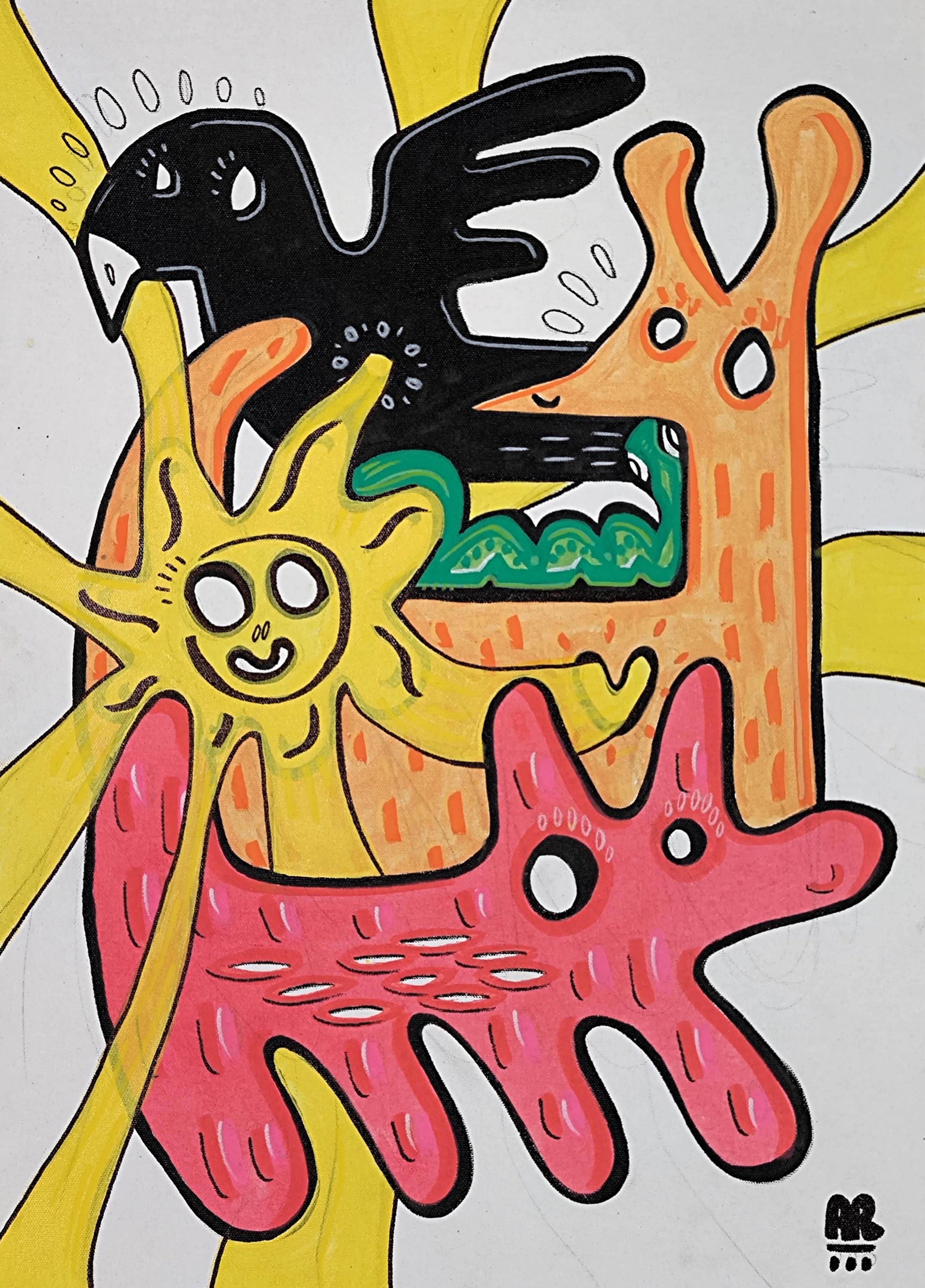 TOUS SOUS LE MÊME SOLEIL - Painting de Angel Rivas