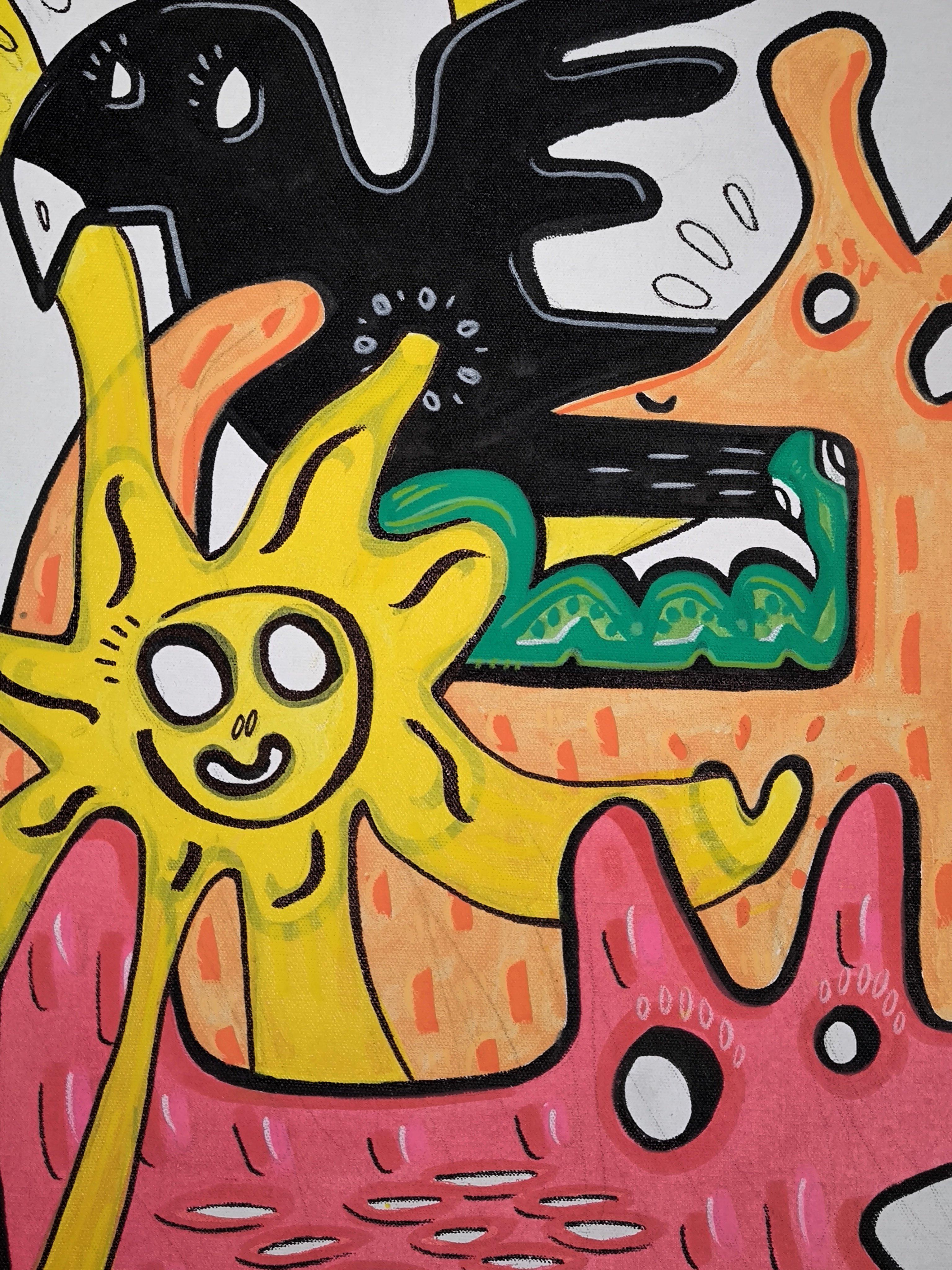 TOUS SOUS LE MÊME SOLEIL - Néo-expressionnisme Painting par Angel Rivas
