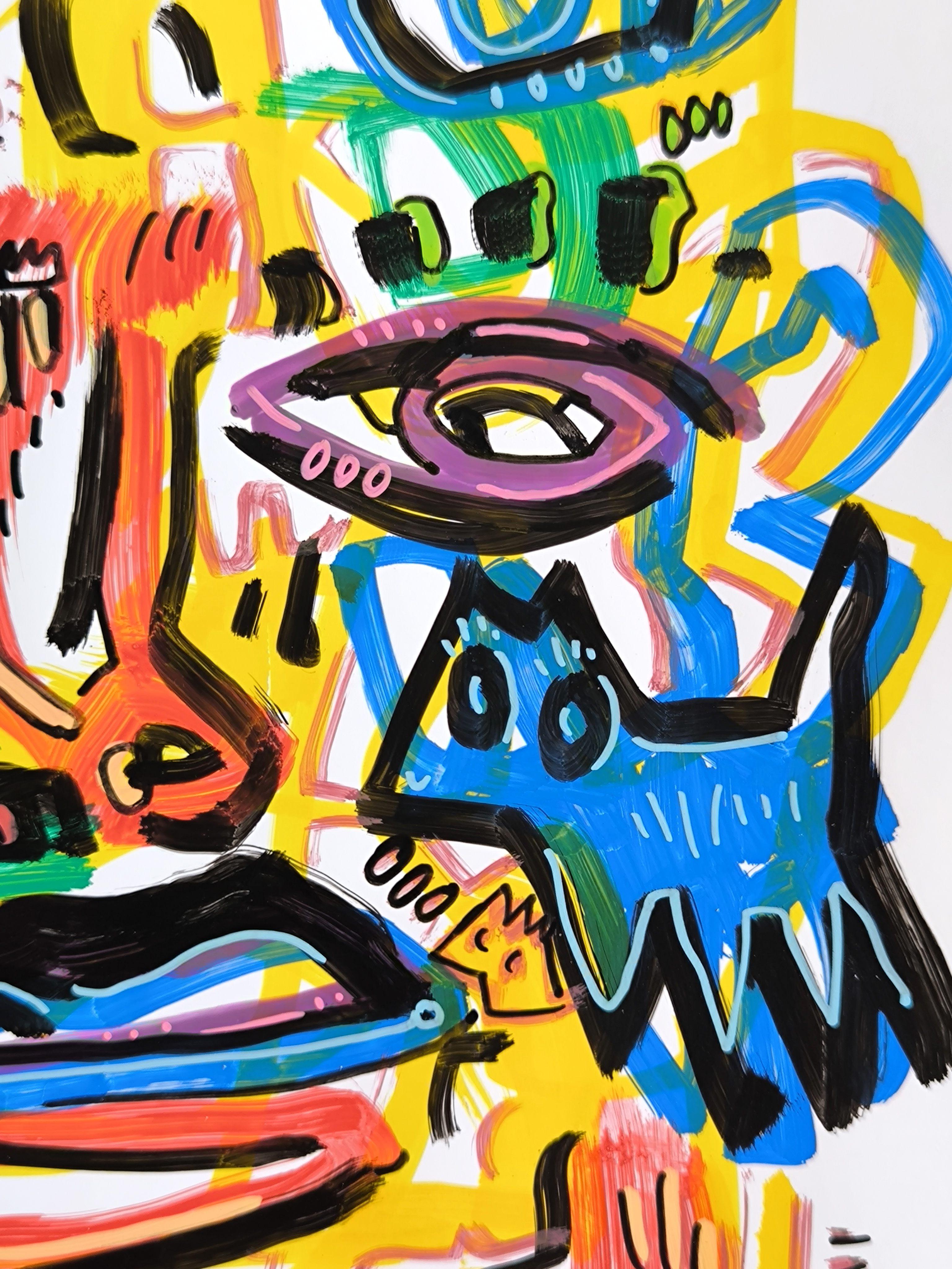 ANIMAL FACE - Beige Figurative Painting by Angel Rivas