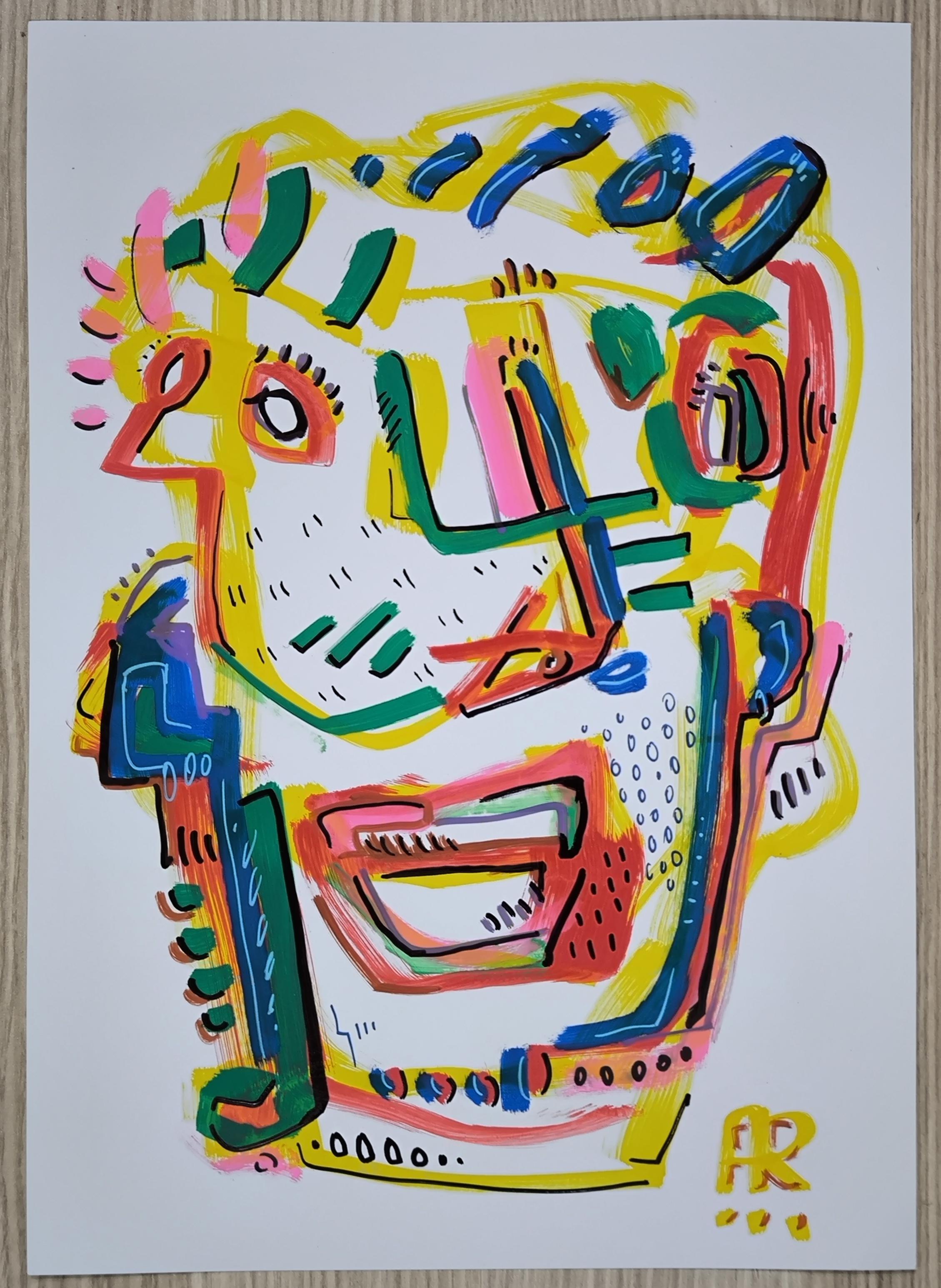 VISAGE D'OISEAU - Néo-expressionnisme Painting par Angel Rivas