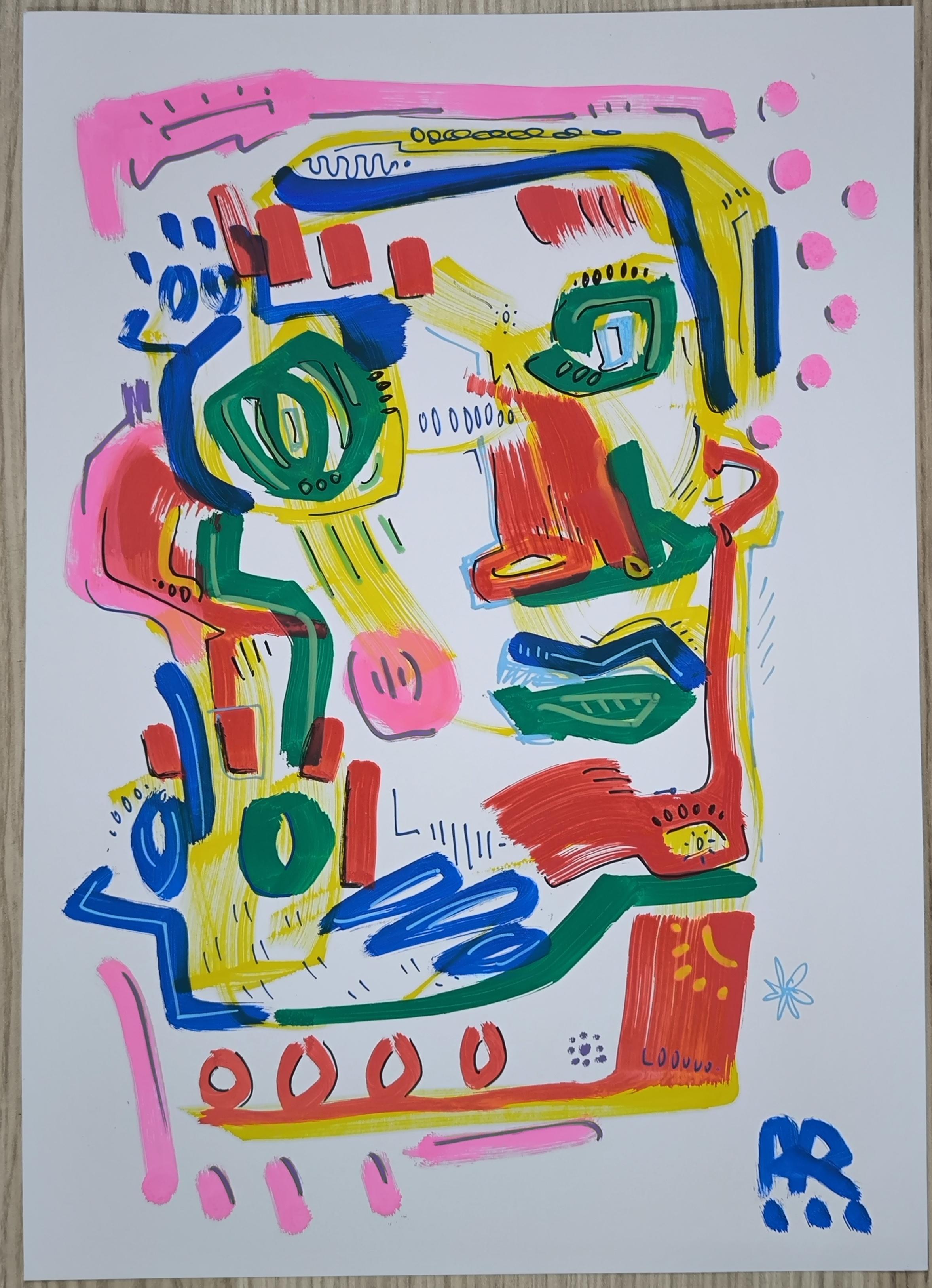 VISAGE D'OISEAU - Néo-expressionnisme Painting par Angel Rivas