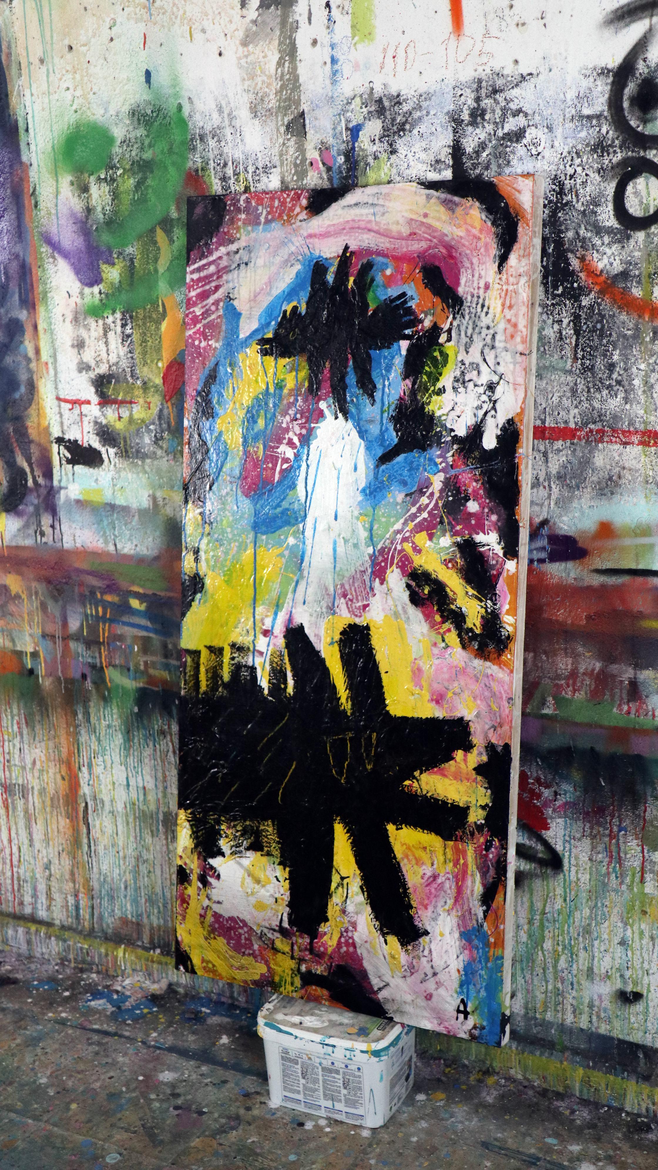 ANIMALES NEGROS - Painting de Angel Rivas
