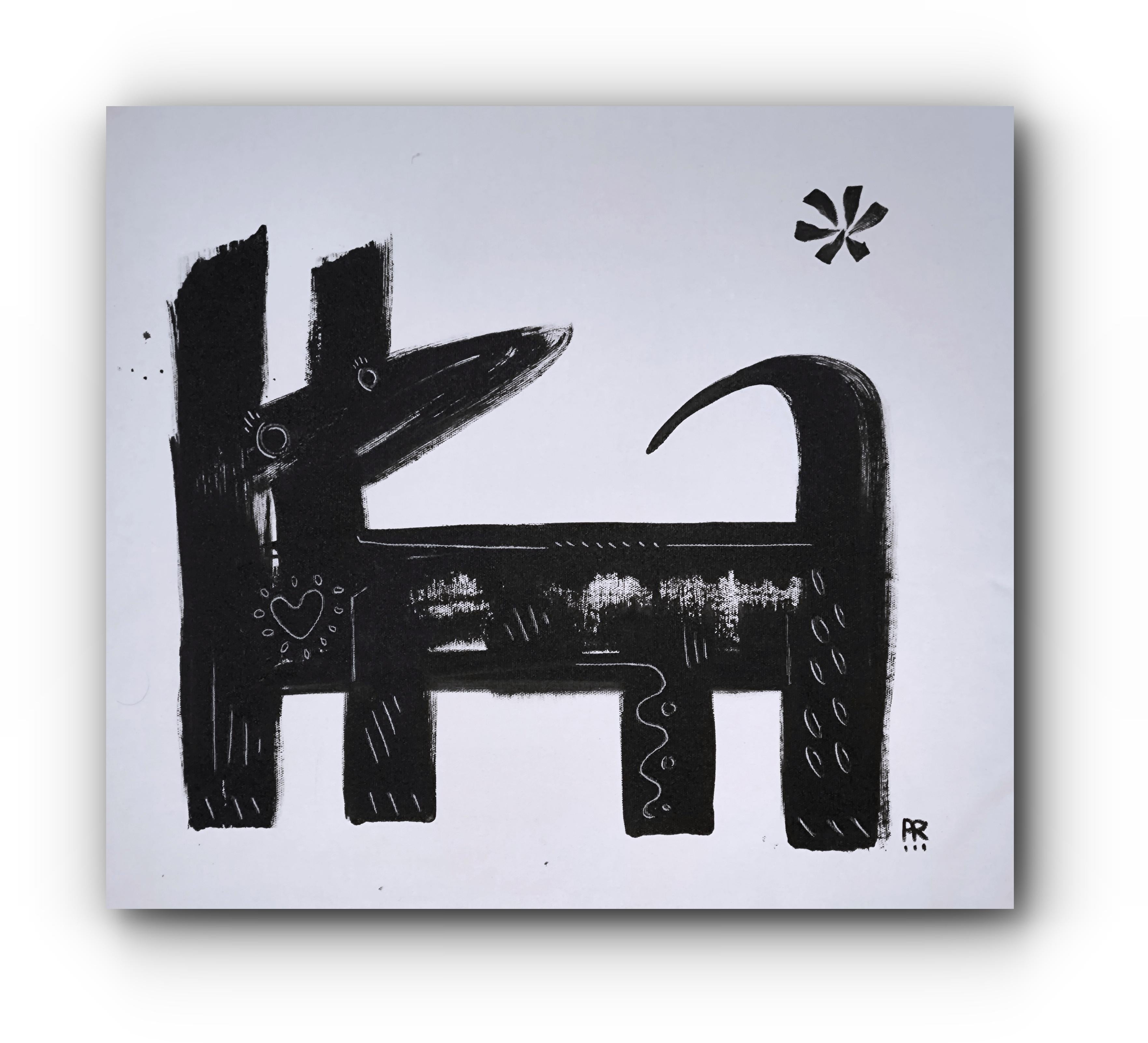 BLACK DOG / PURE LOVE - Painting by Angel Rivas