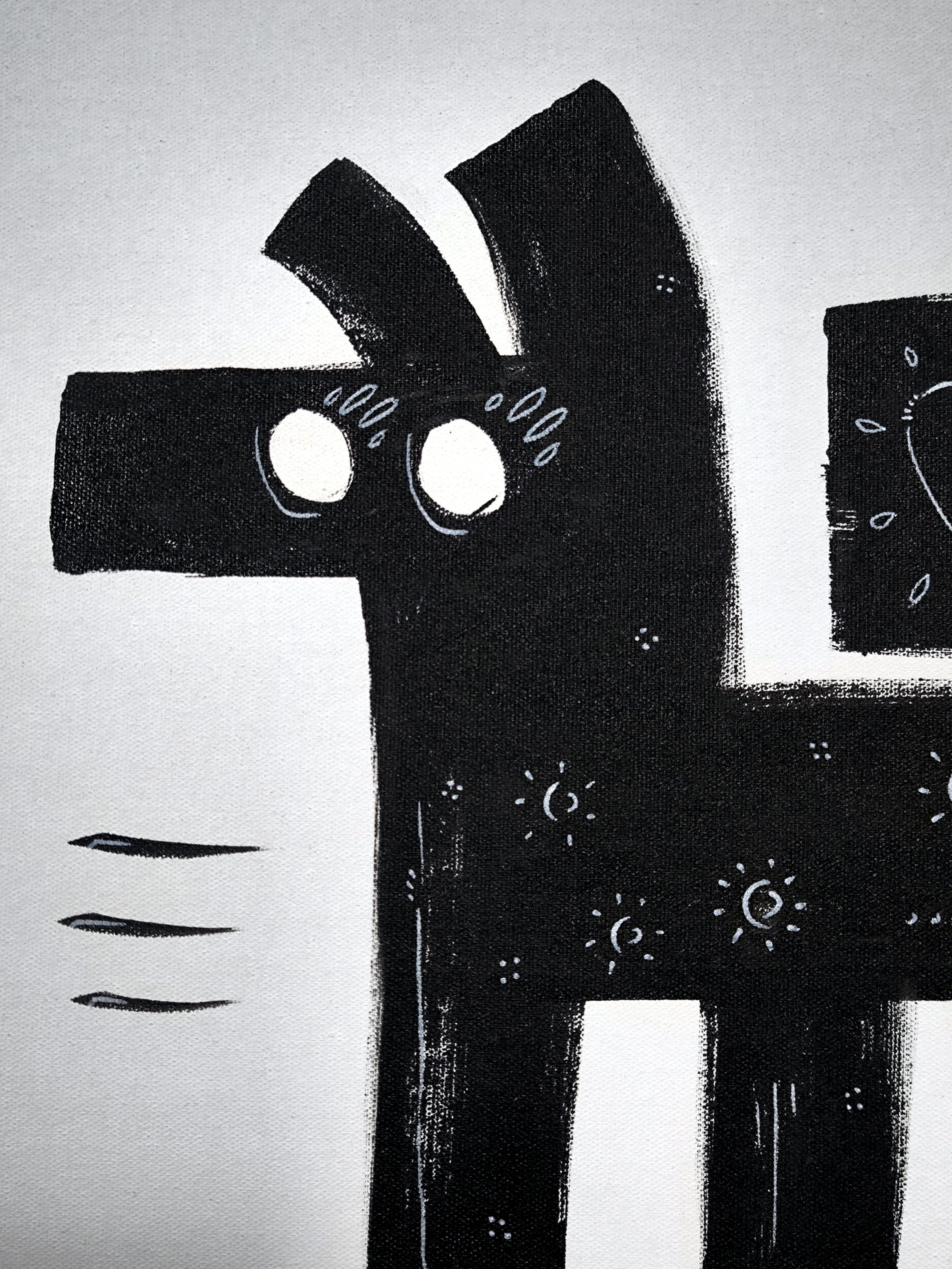 BLACK DOG / PURE LOVE - Neo-Expressionist Painting by Angel Rivas