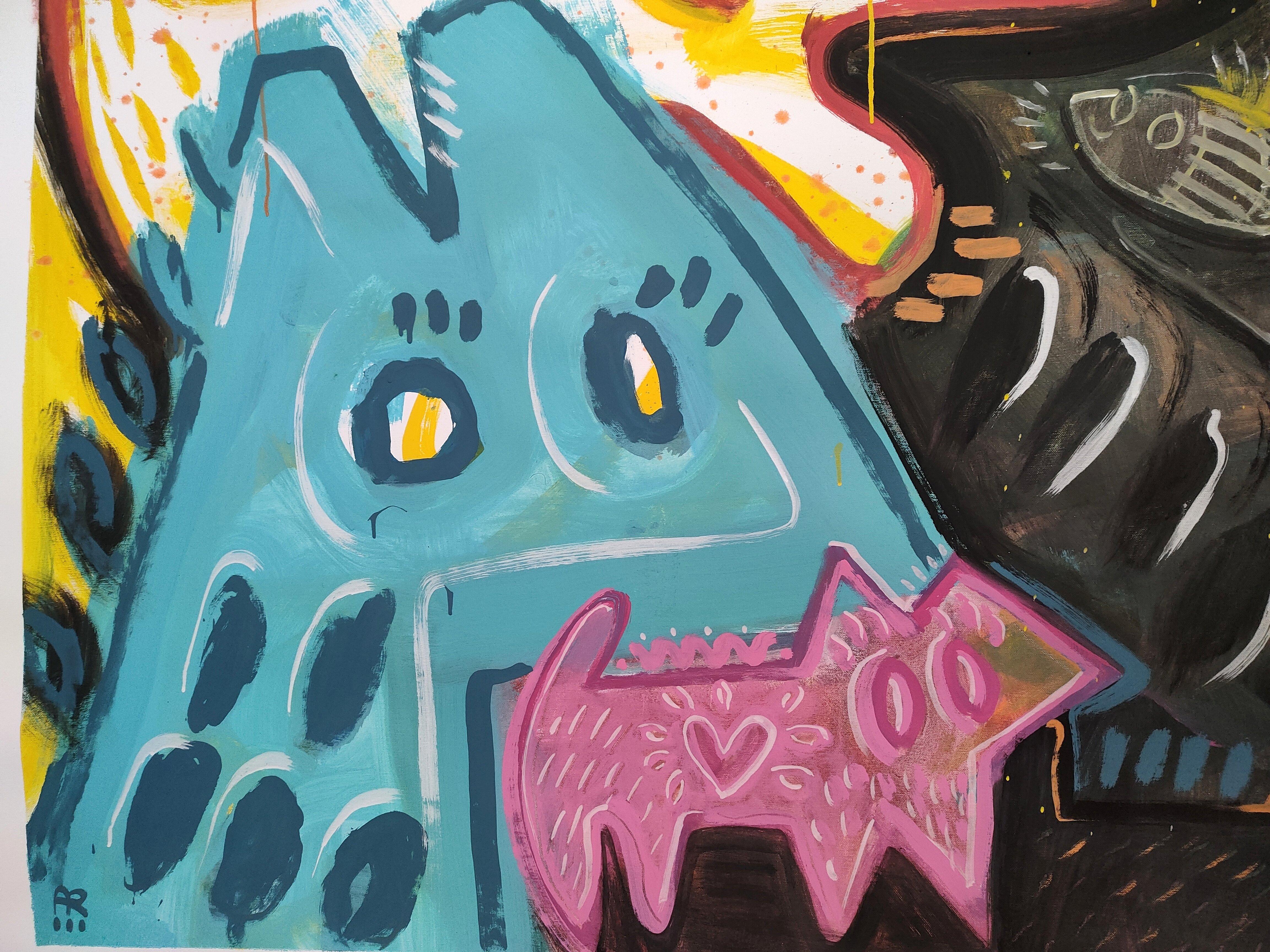 CHILDHOOD - Gold Animal Painting by Angel Rivas