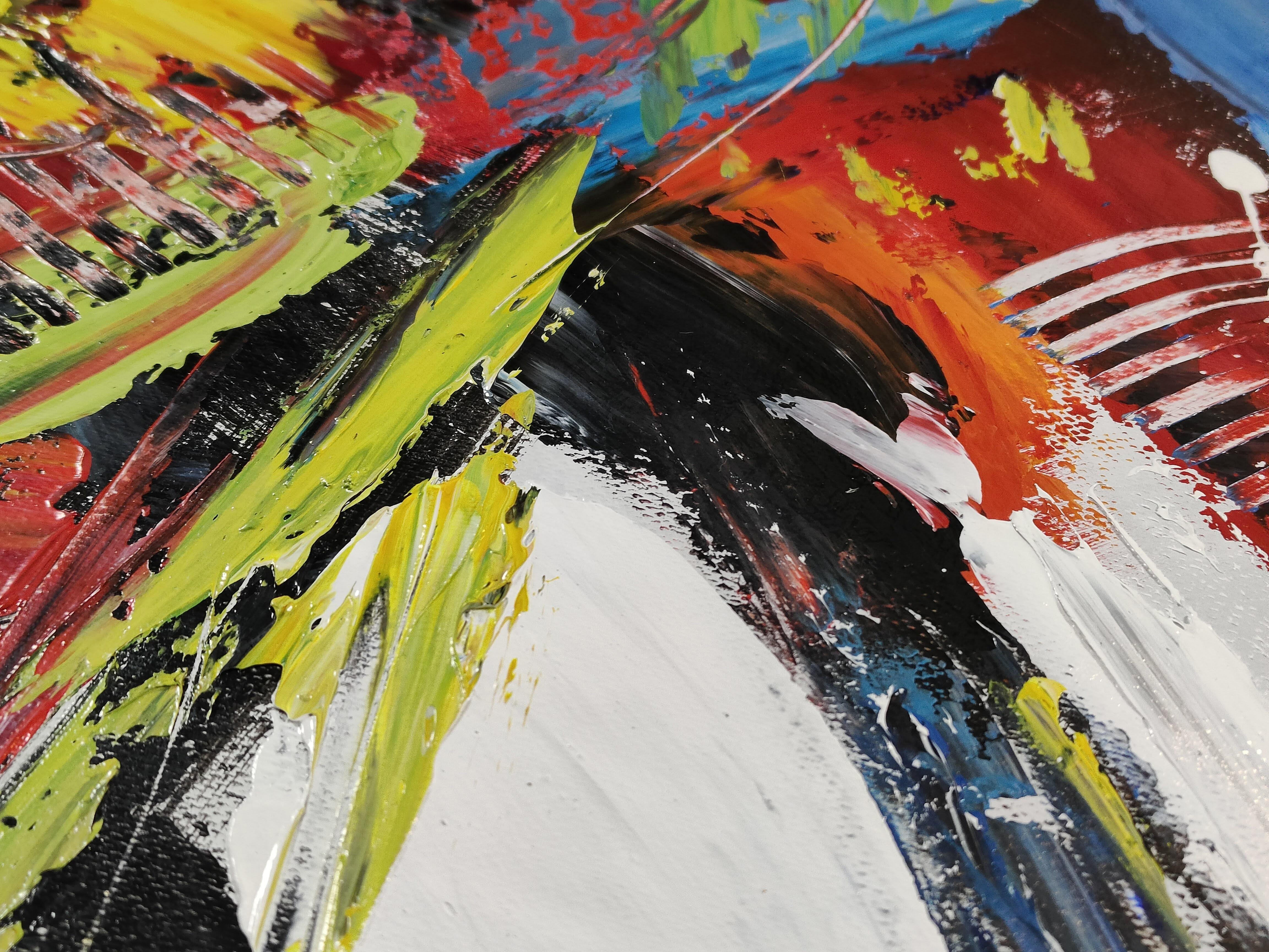 ESPLOSIONE DI COLORE - Abstract Painting Grigio di Angel Rivas