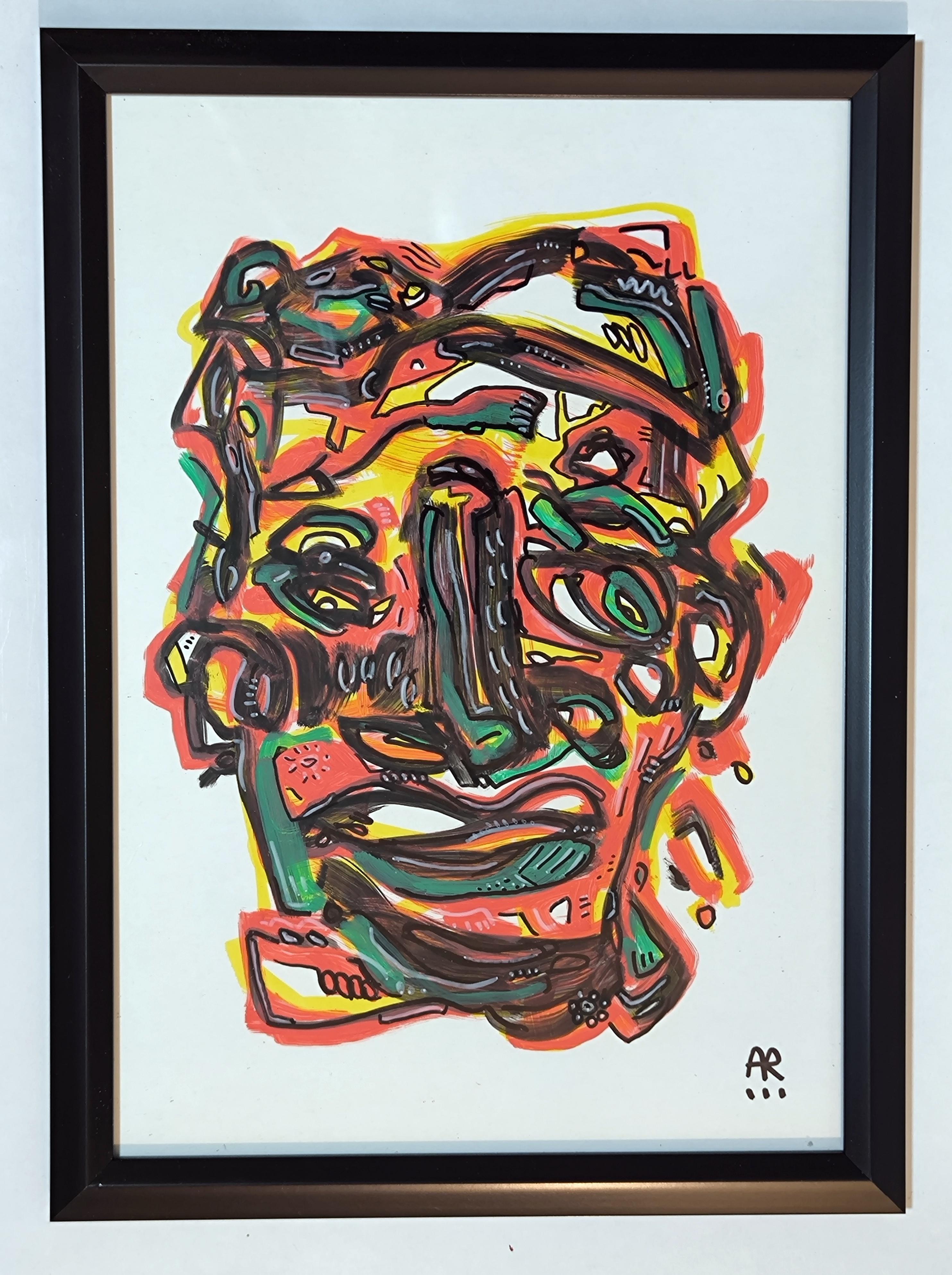 VISAGE DE FOU - Painting de Angel Rivas