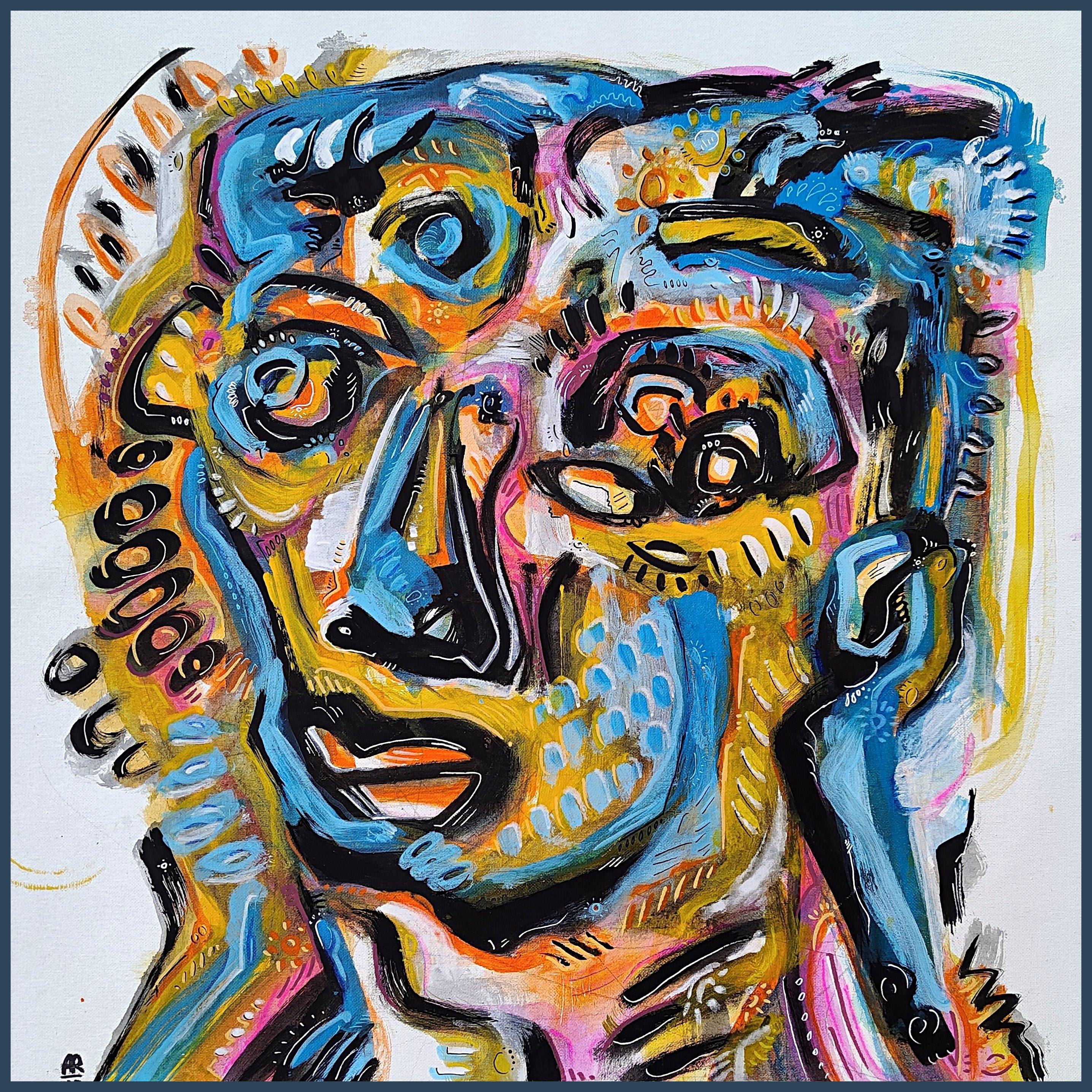 FACCIA DA PAZZO - Painting Espressionista di Angel Rivas