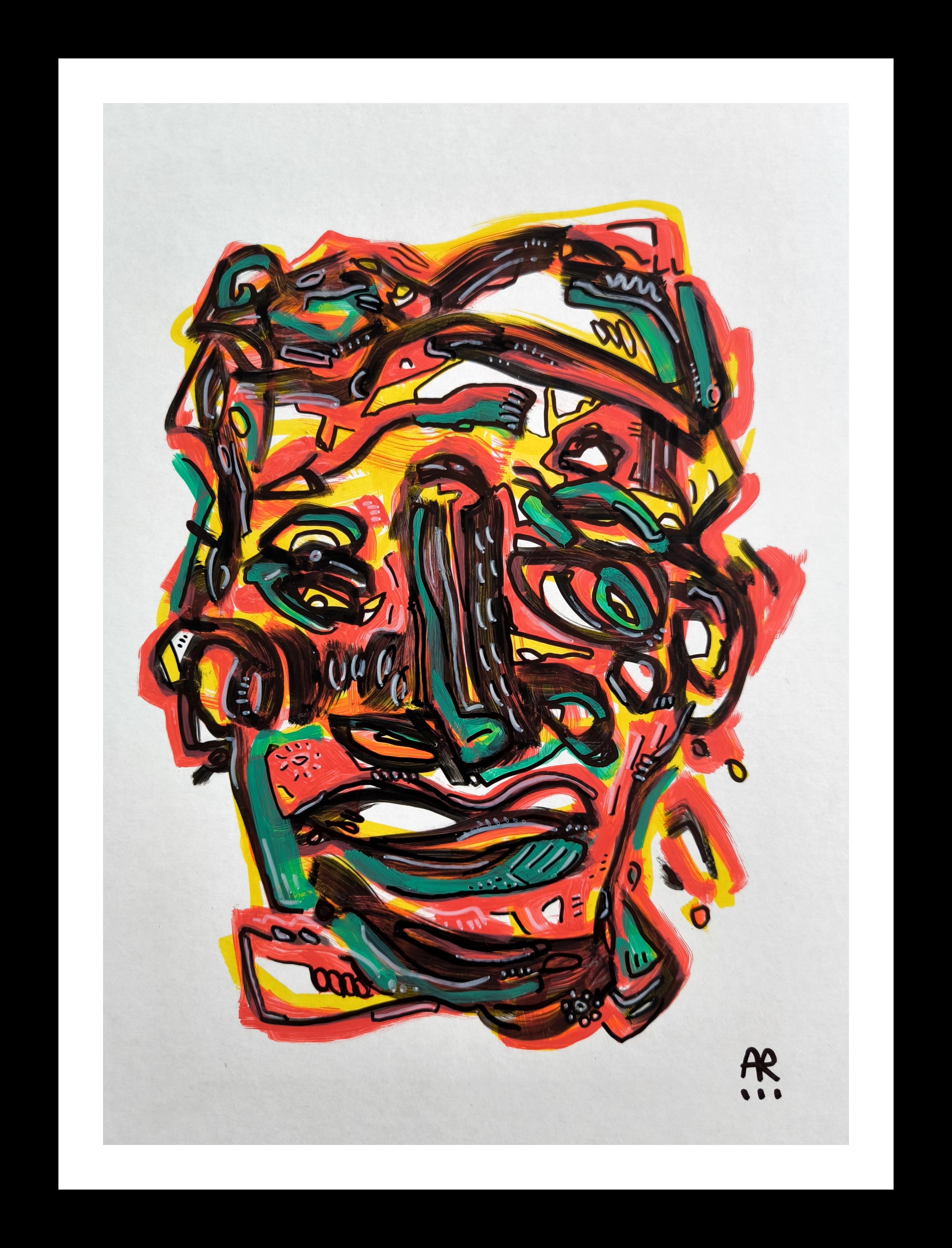 CRAZY FACE - Neo-Expressionist Painting by Angel Rivas