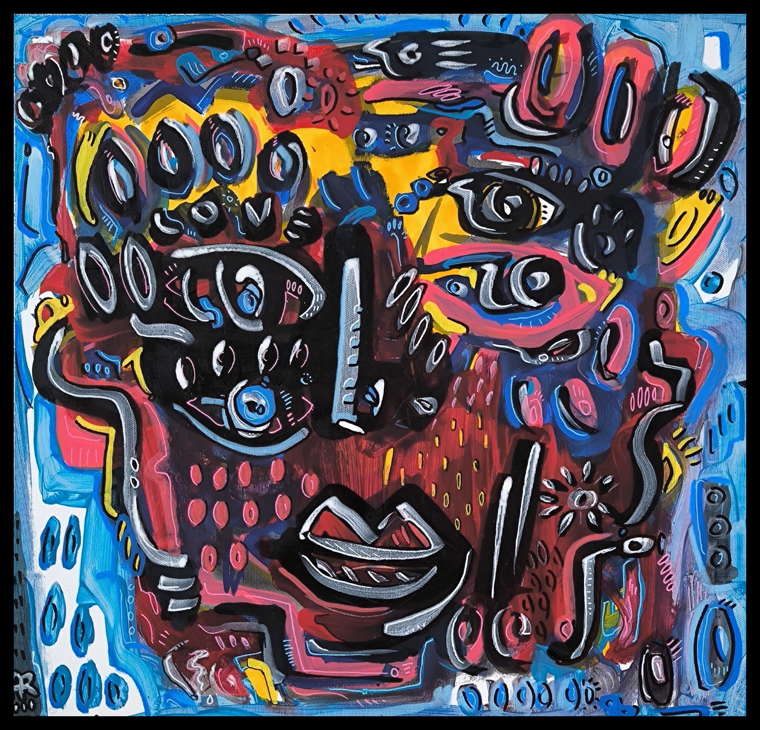 CRAZY FACE - Expressionist Painting by Angel Rivas