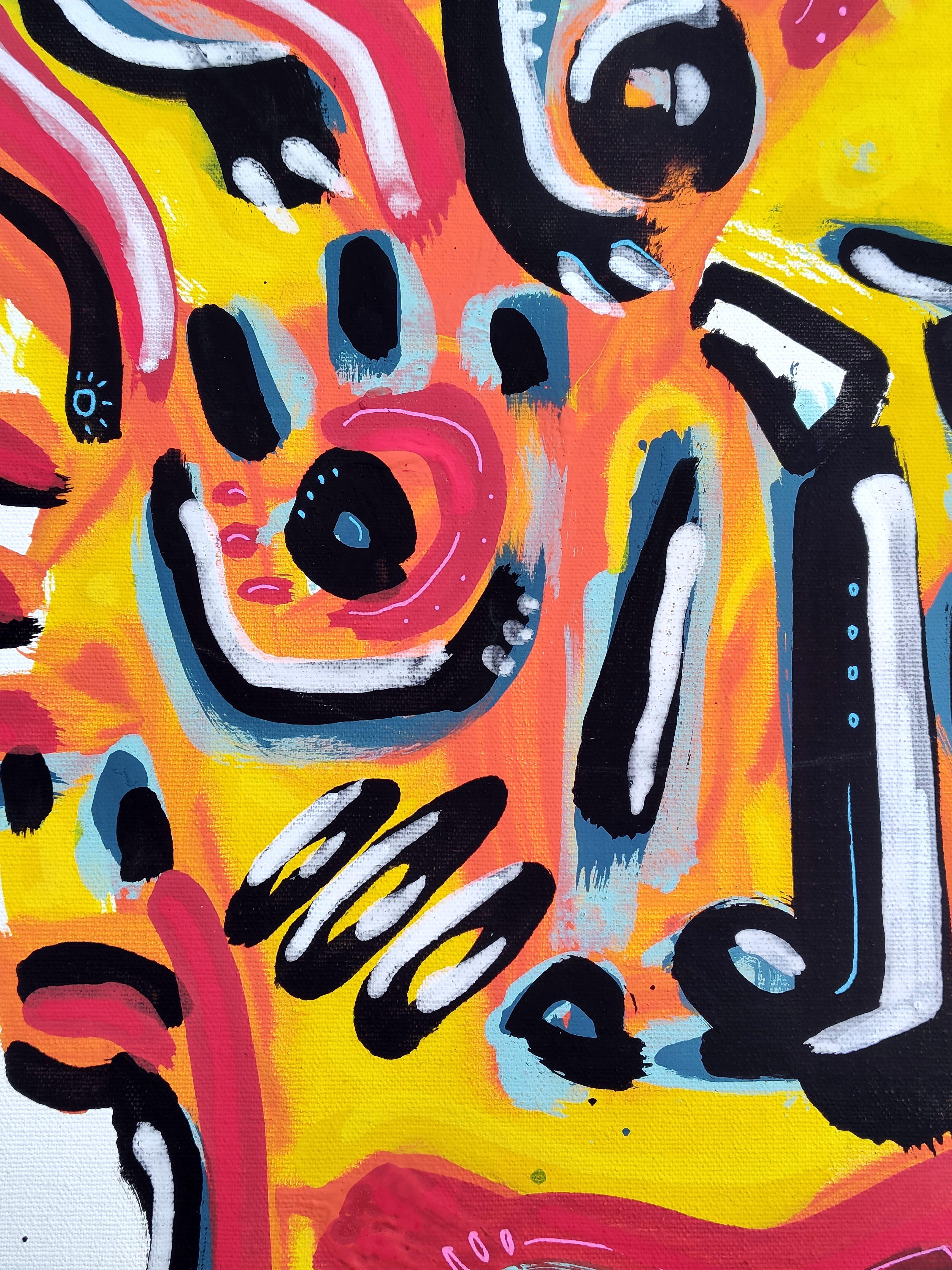 Pittura originale a mano, acrilico su tela su  pensione